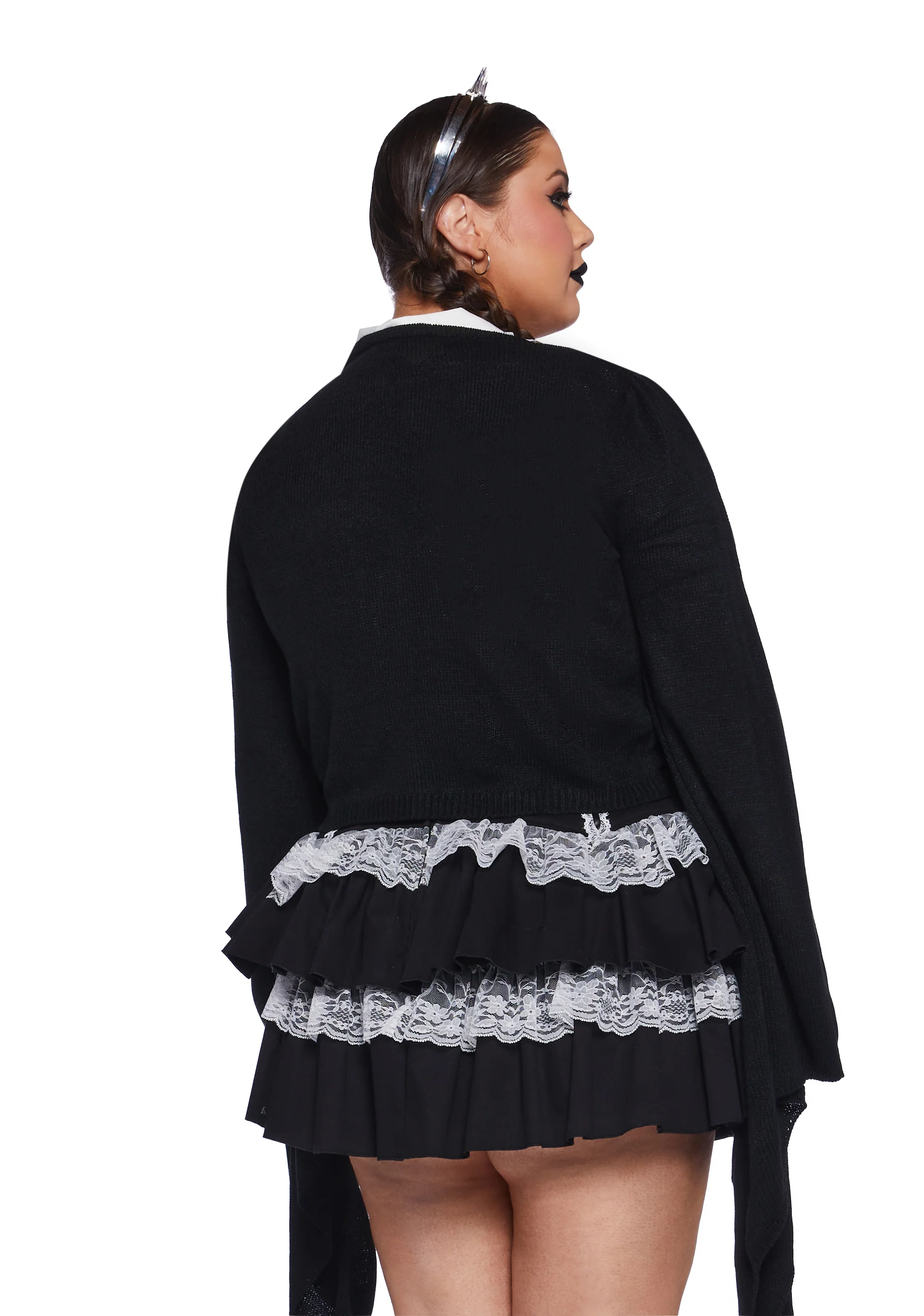 Plus Black Balloon Knit Cardigan - Image 5
