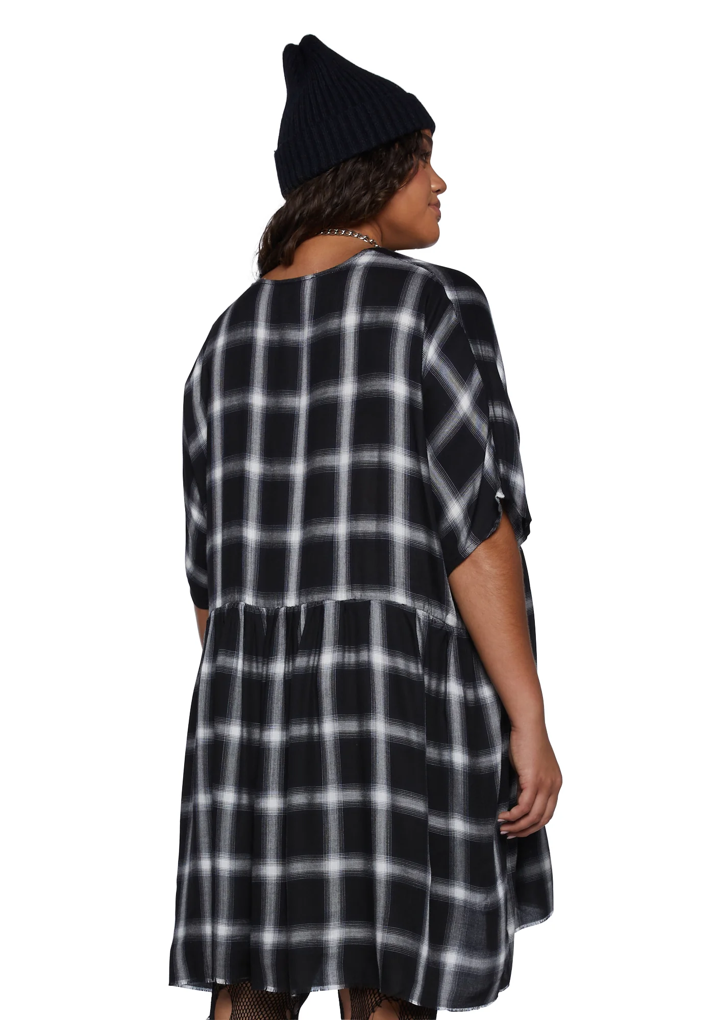 Plus Not Your Babydoll Plaid Dress - Image 4