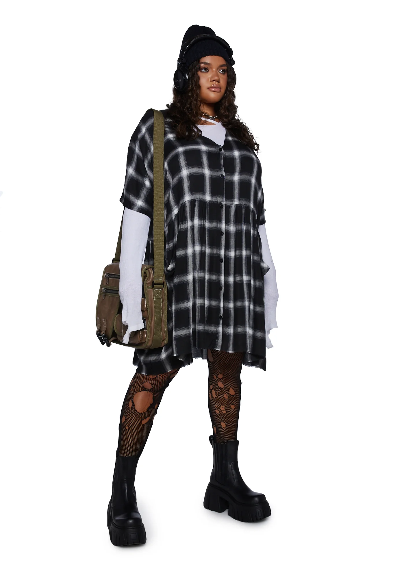 Plus Not Your Babydoll Plaid Dress - Image 5