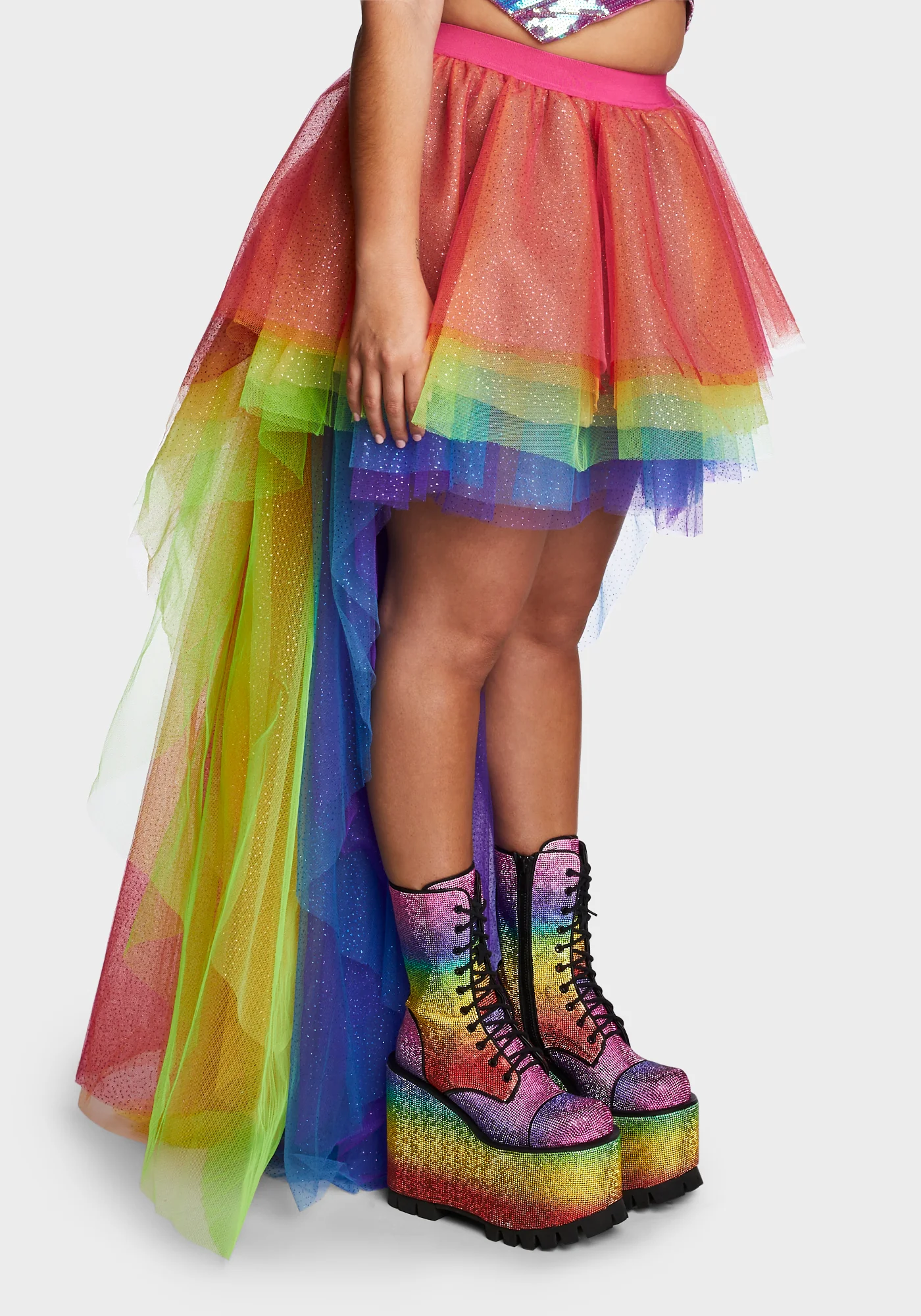 Plus Nymph Princess Tulle Skirt - Rainbow Glitter - Image 3