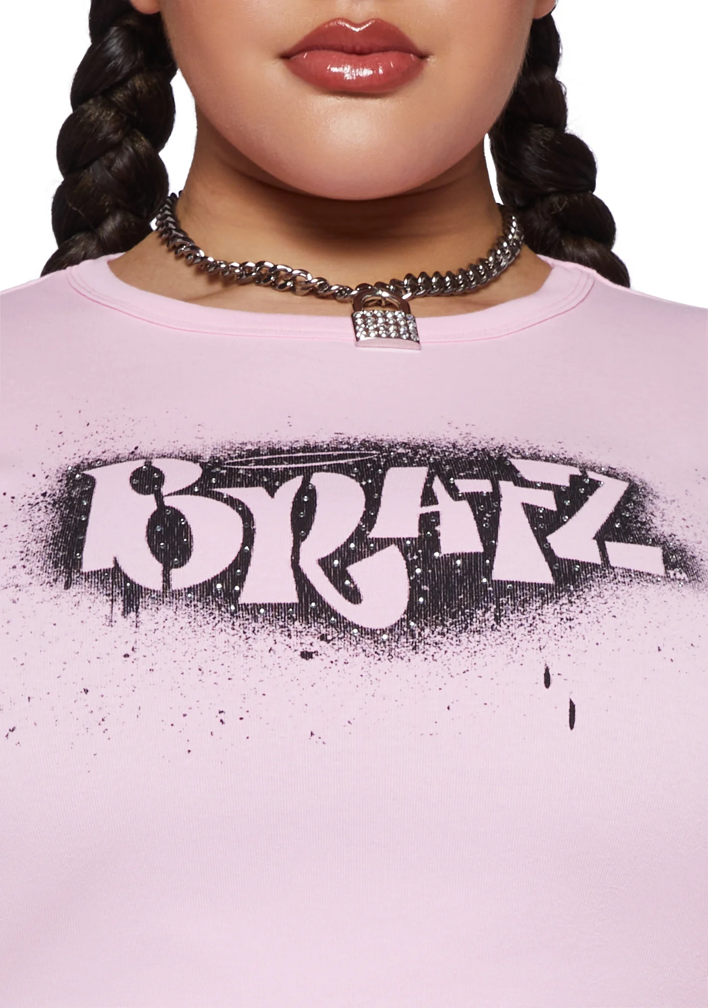 Plus Only Girls Baby Tee-Pink - Image 5