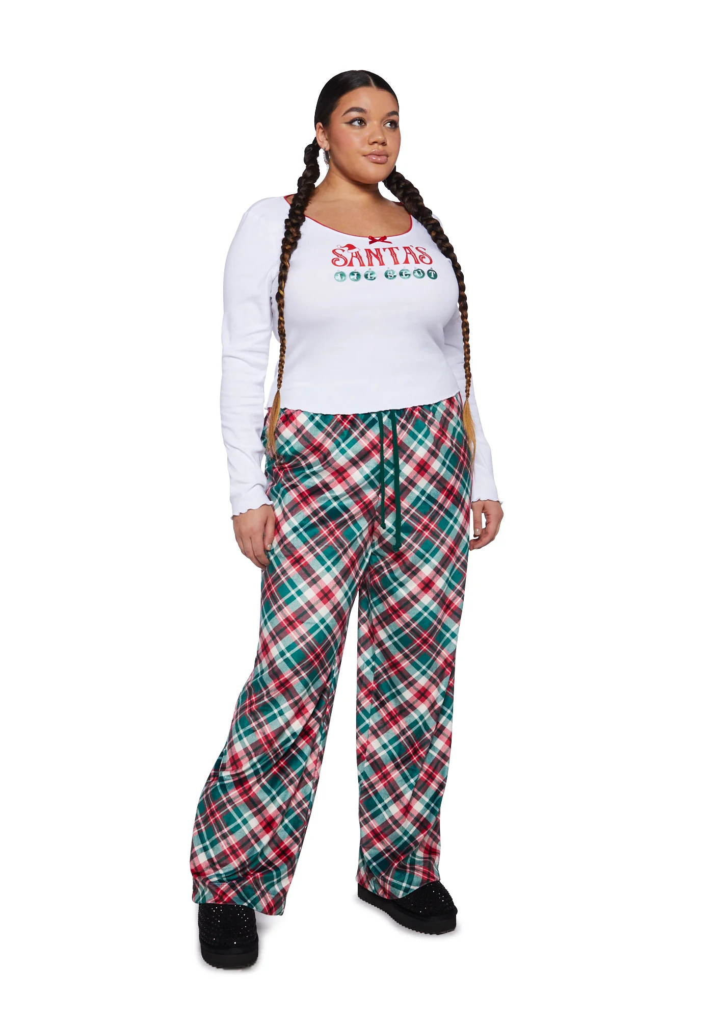 Plus Candy Cane Plaid Sweatpants - Image 2