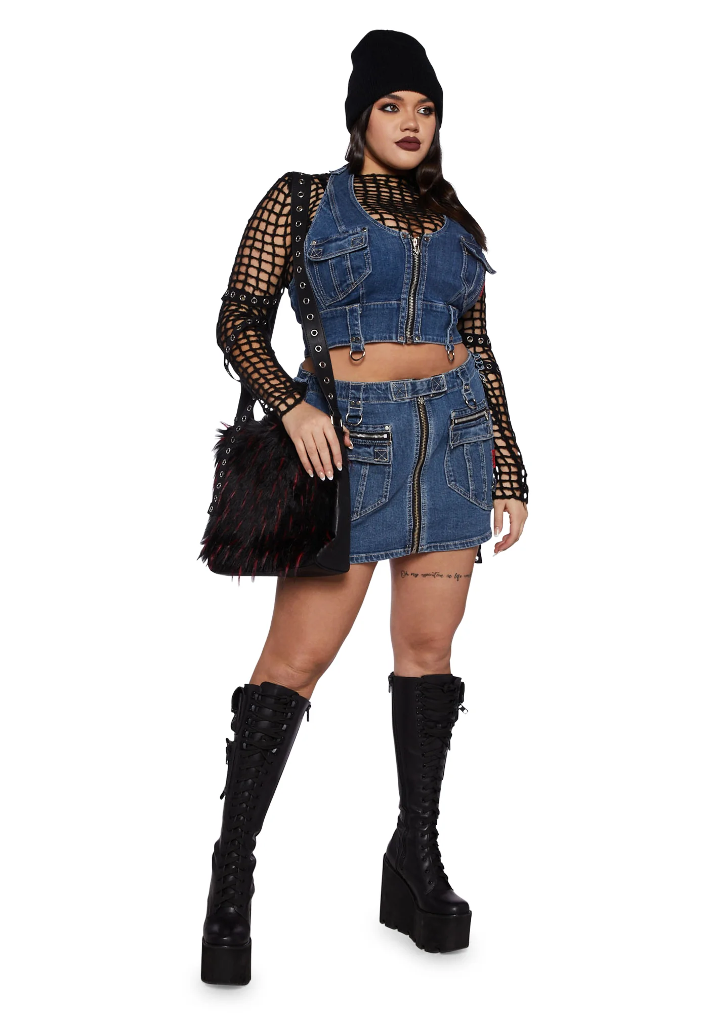 Plus Power Denim Skirt - Blue - Image 2