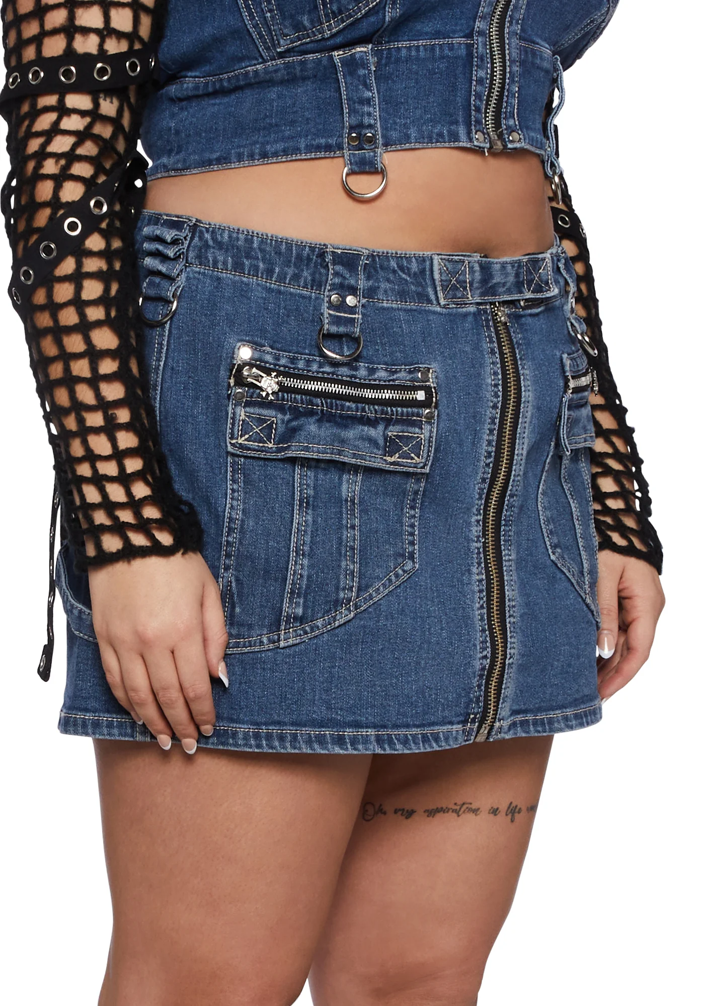 Plus Power Denim Skirt - Blue - Image 5