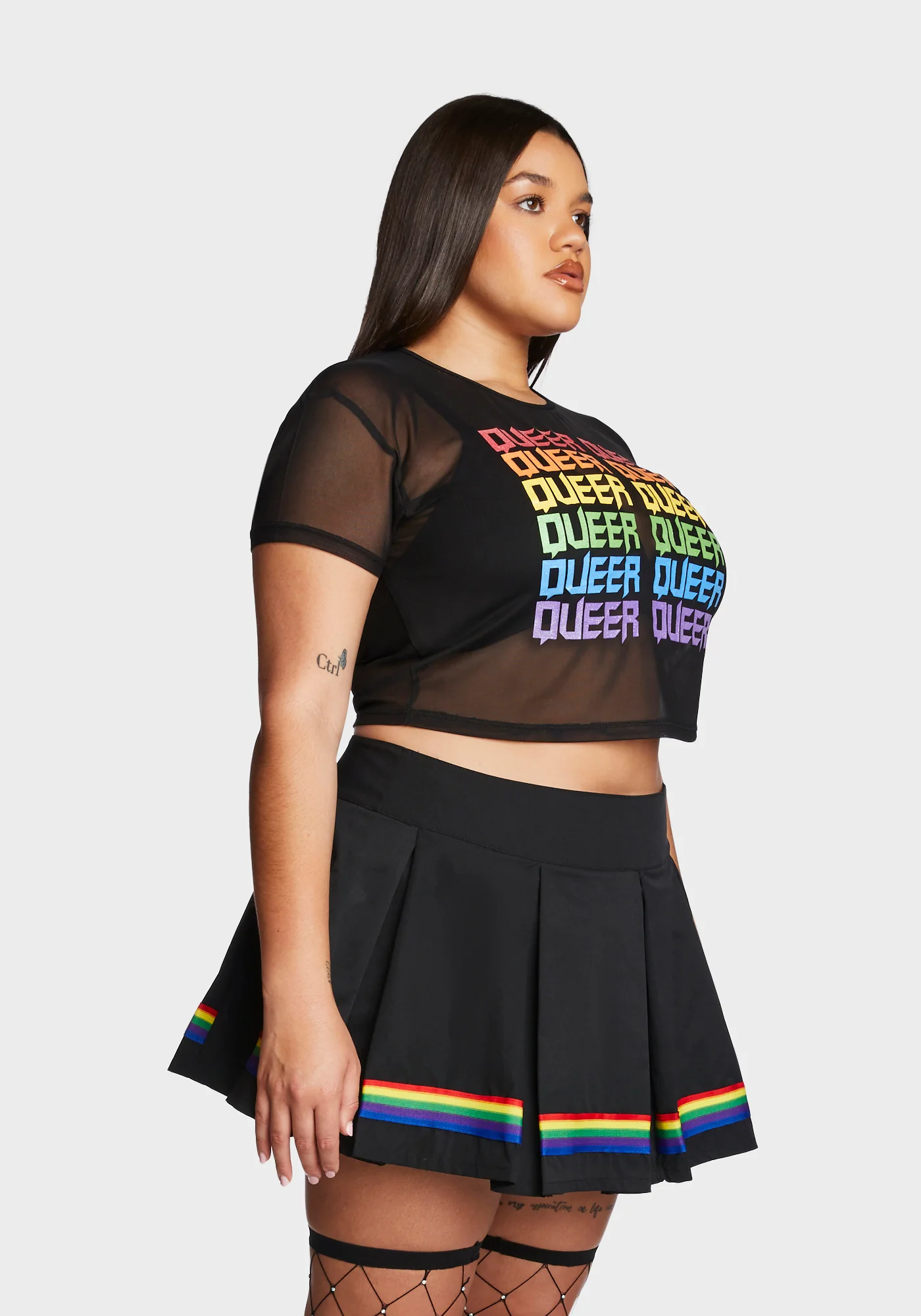 Plus Queer Pride Mesh Top - Image 3