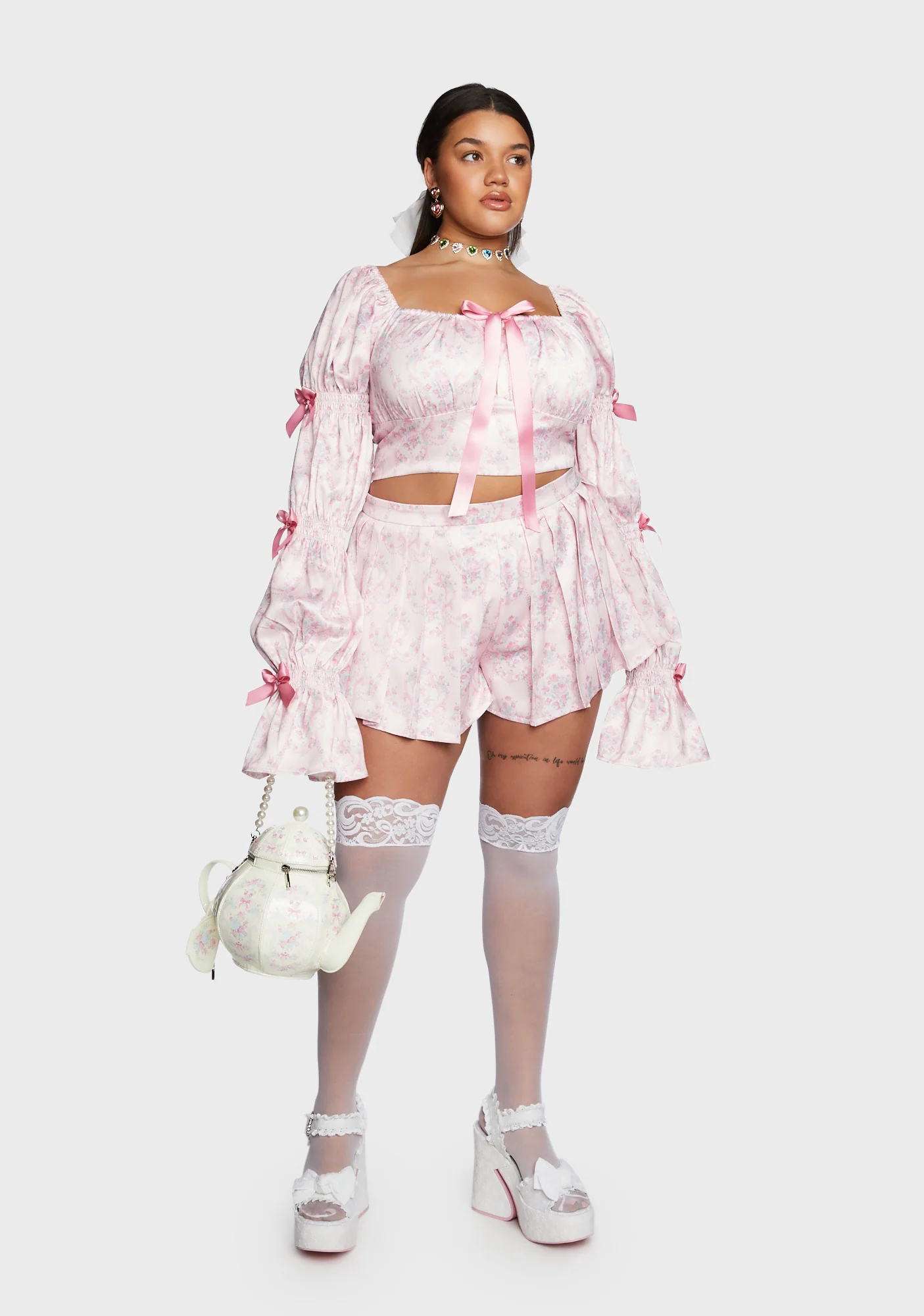 Plus Scandal Sheet Pleated Shorts - Pink - Image 4