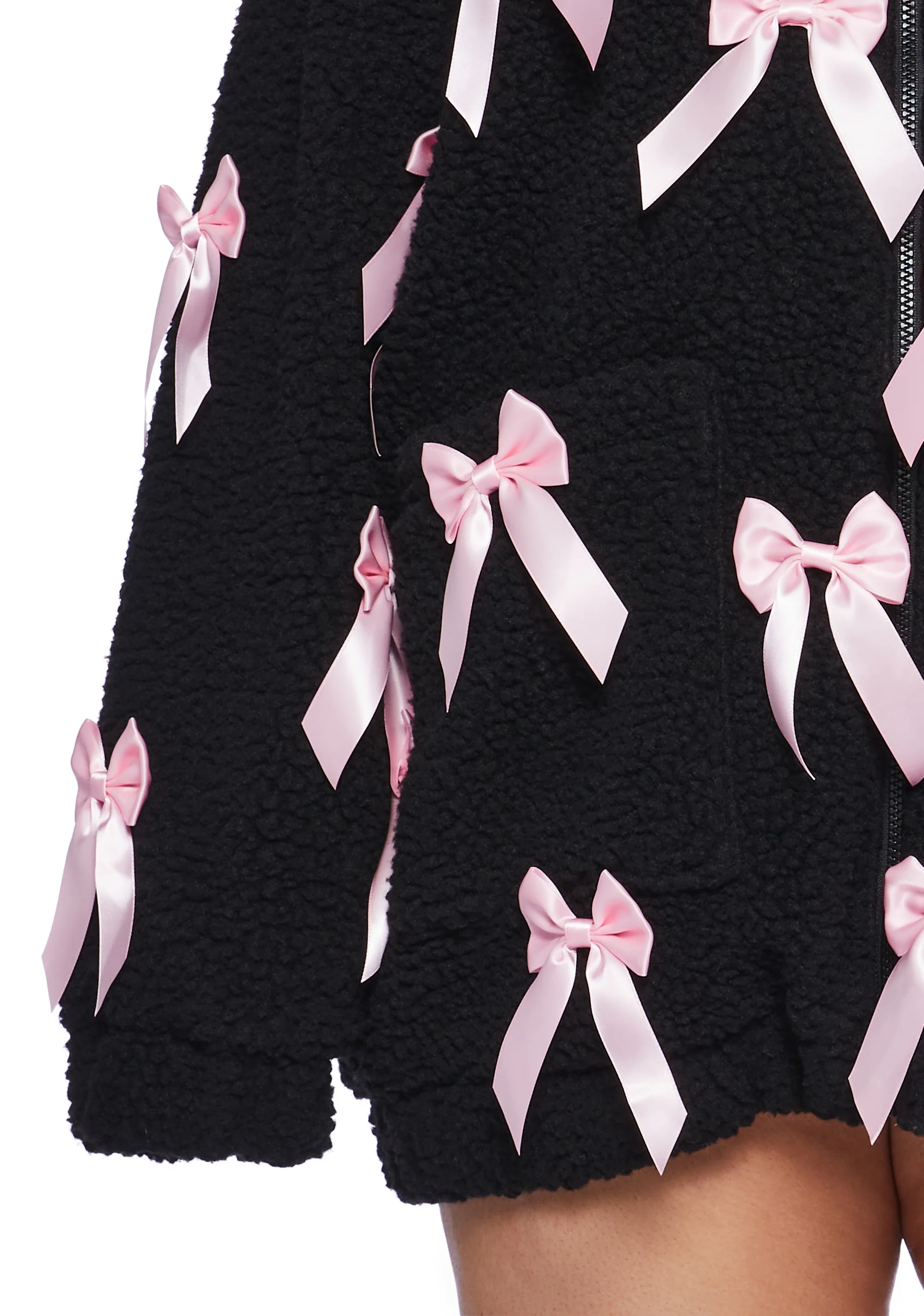 Plus Size Pinky Promise Sherpa Jacket - Black - Image 6