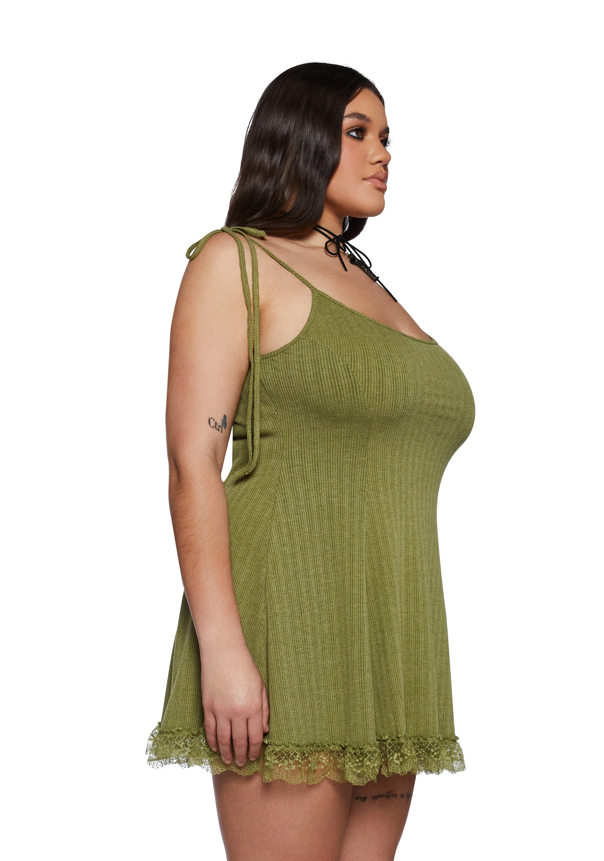 Plus Without A Care Fit N' Flare Dress - Green - Image 3