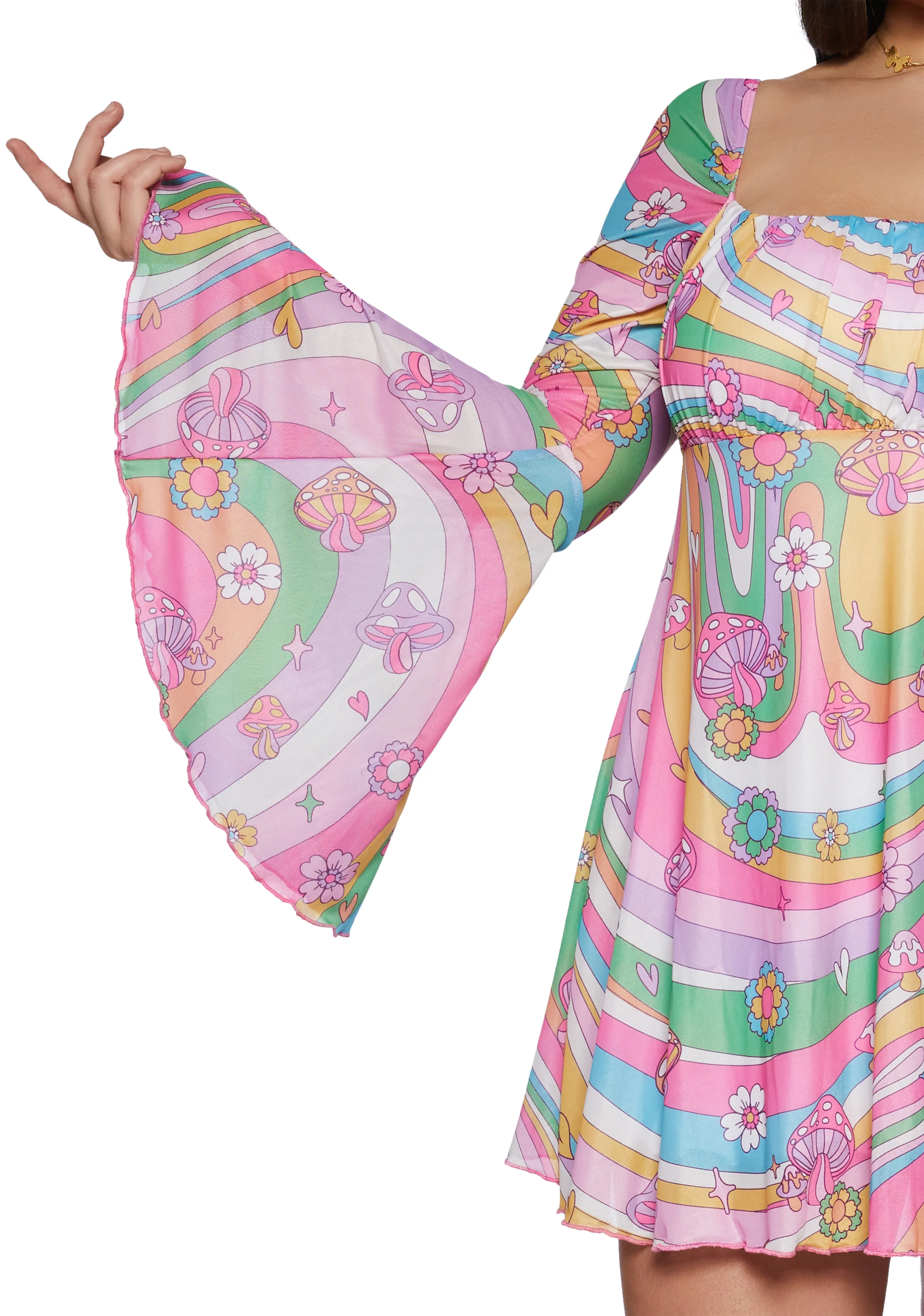 Plus Technicolor Dreams Bell Sleeve Dress - Image 5