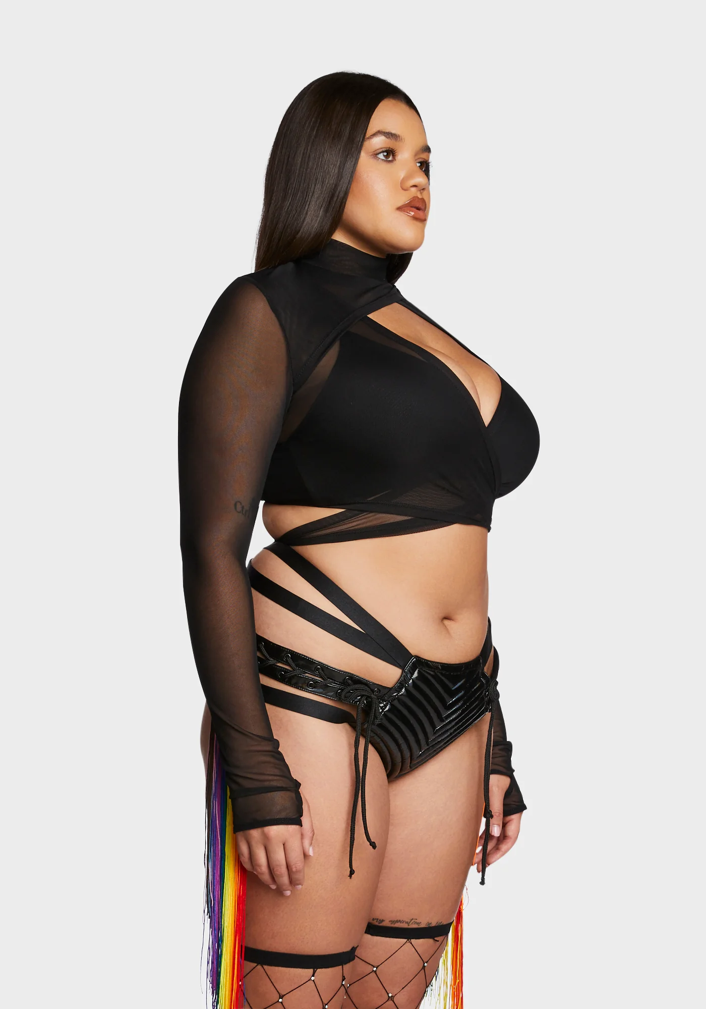 Plus Technicolor Trip Fringe Wrap Top - Image 3