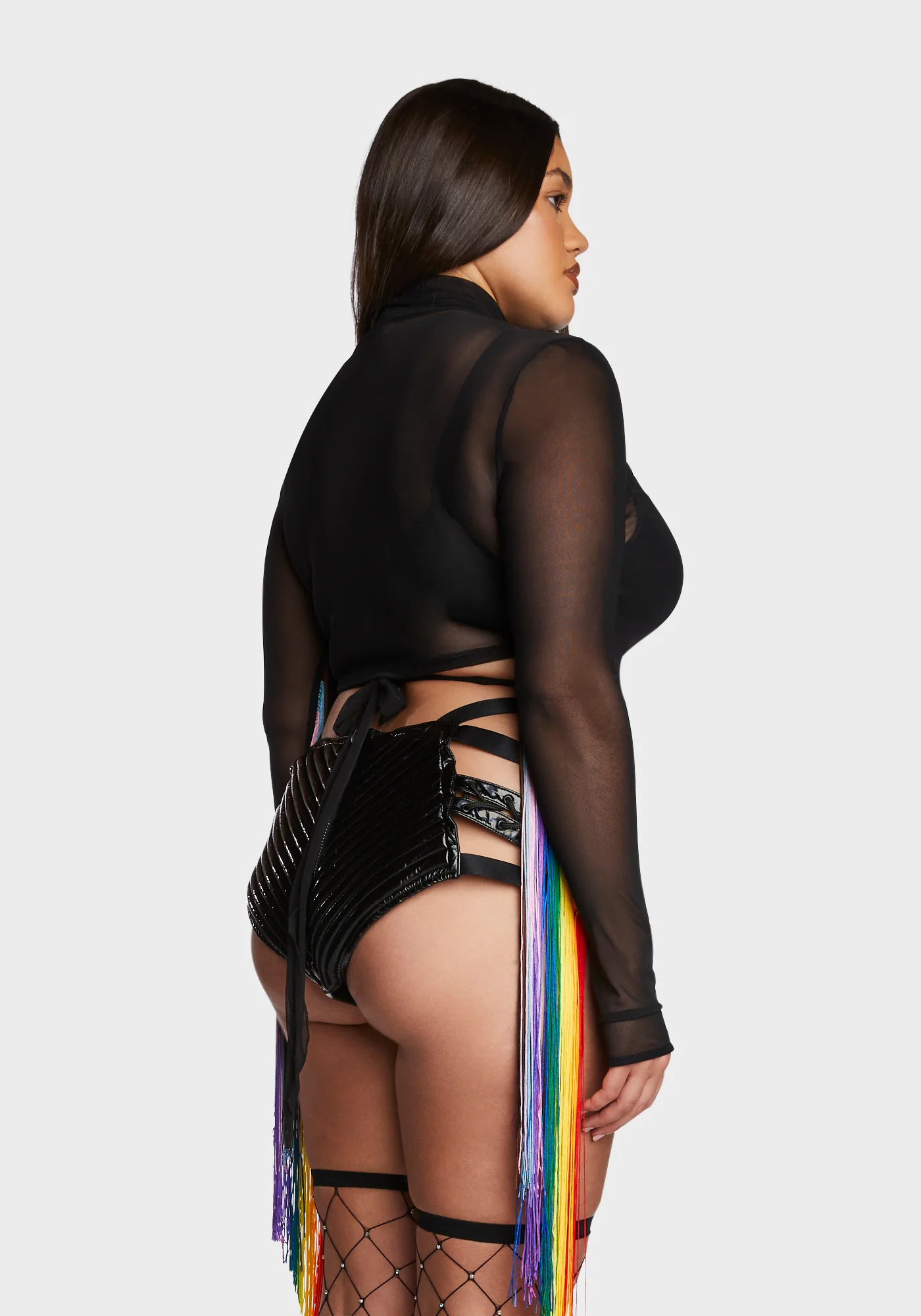 Plus Technicolor Trip Fringe Wrap Top - Image 4