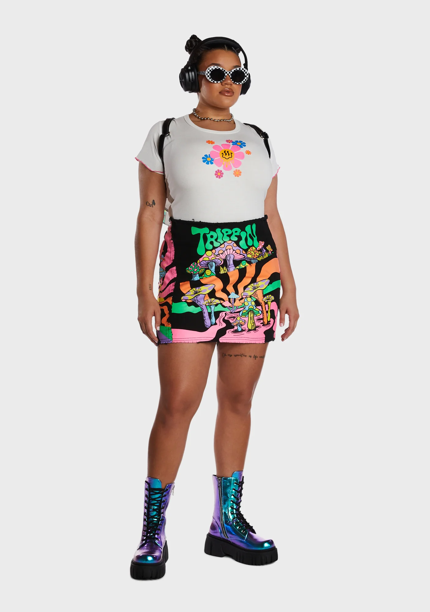 Plus Technicolor Trip Mini Skirt - Image 2