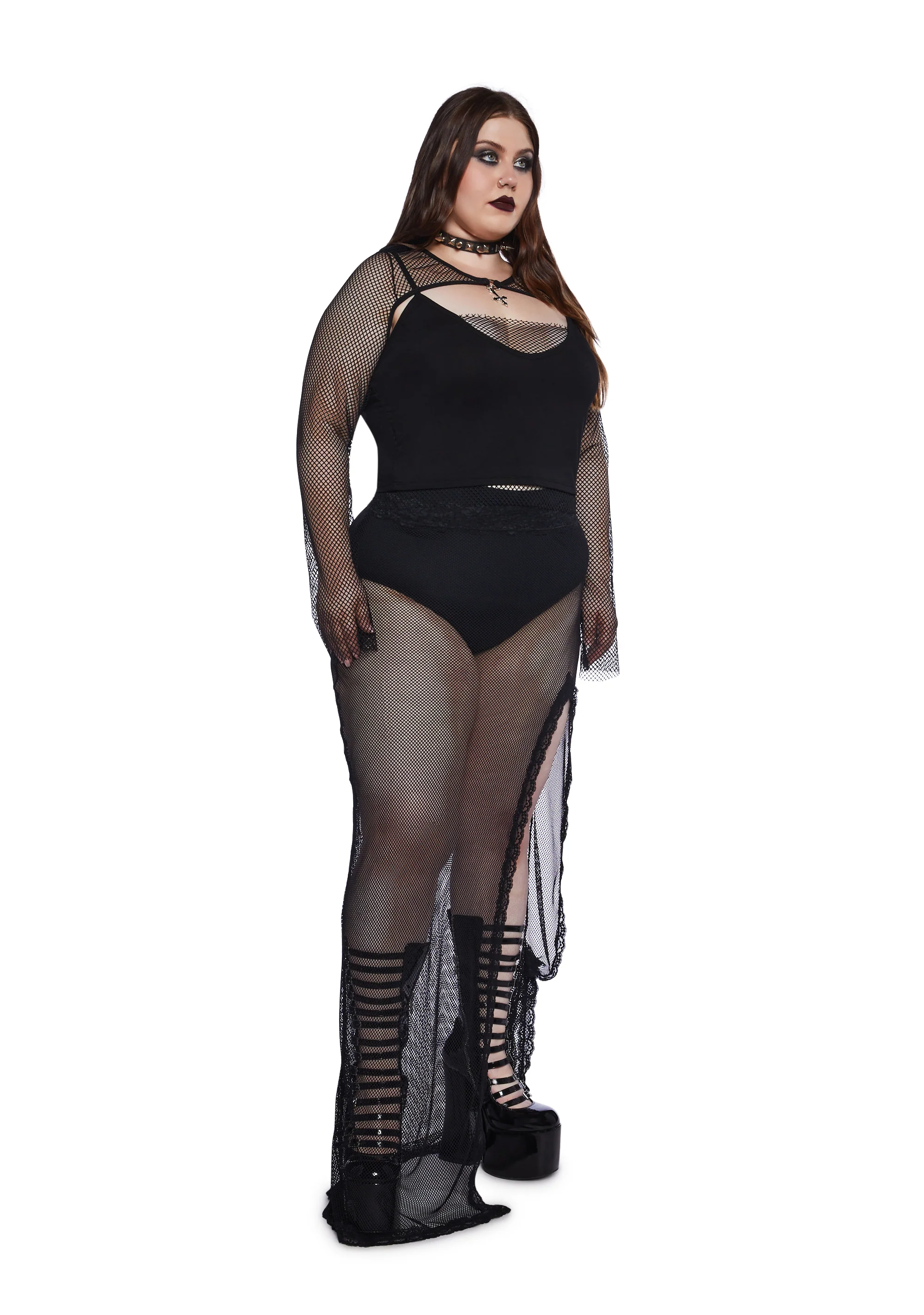 Plus Temptations Fishnet Maxi Skirt - Image 2