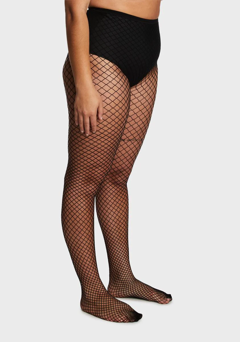 Plus Unholy Bold Move Fishnet Tights - Image 2