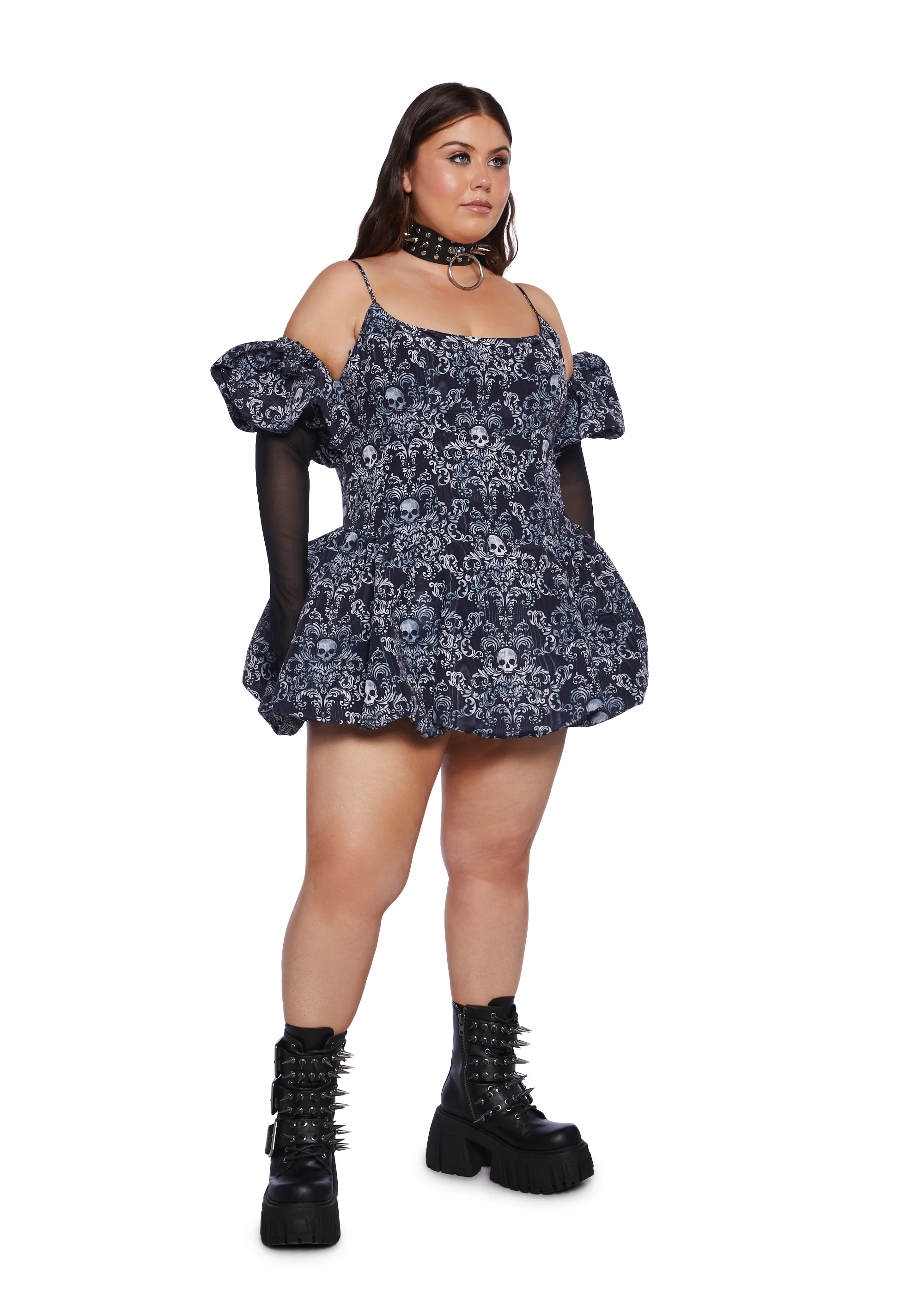 Plus Vexed Hearts Mini Dress - Skull - Image 3