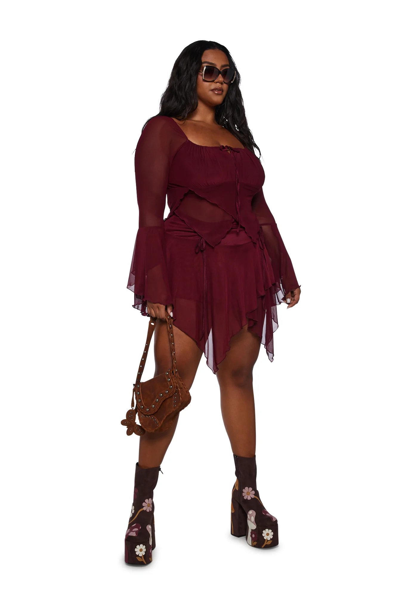 Plus Wild Attraction Mesh Mini Skirt- Red - Image 2