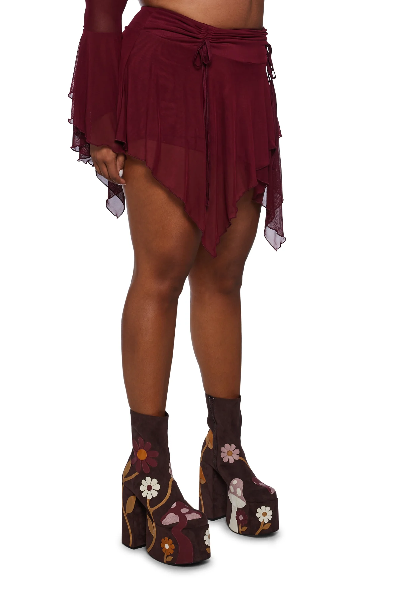 Plus Wild Attraction Mesh Mini Skirt- Red - Image 3