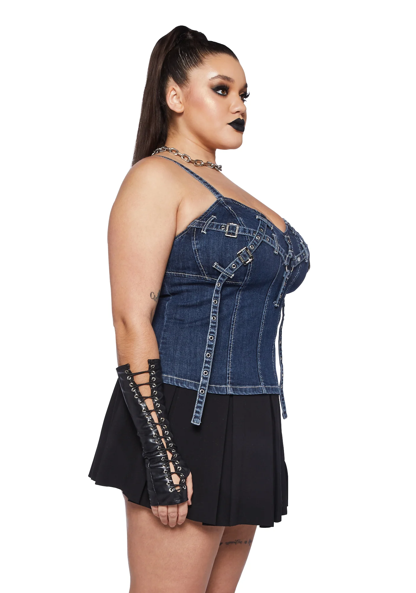 Plus X-Denim Corset Top - Image 3