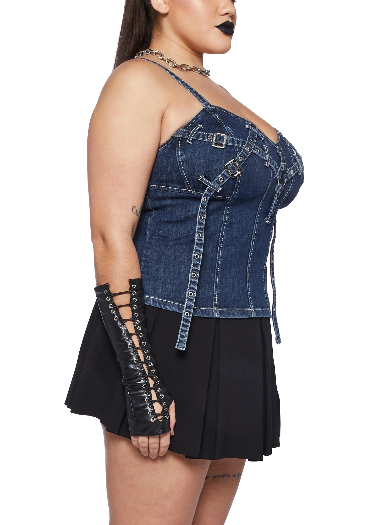 Plus X-Denim Corset Top - Image 5