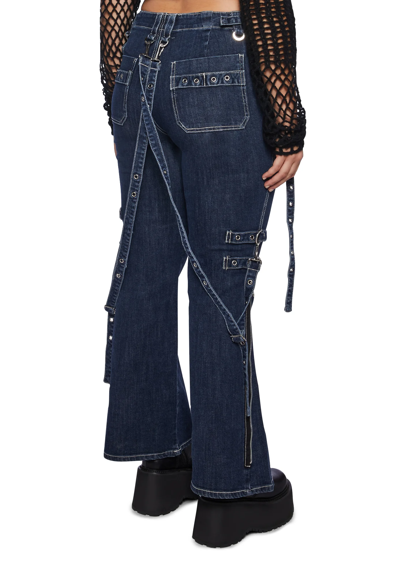 Plus X-Strap Pants - Blue Denim - Image 4