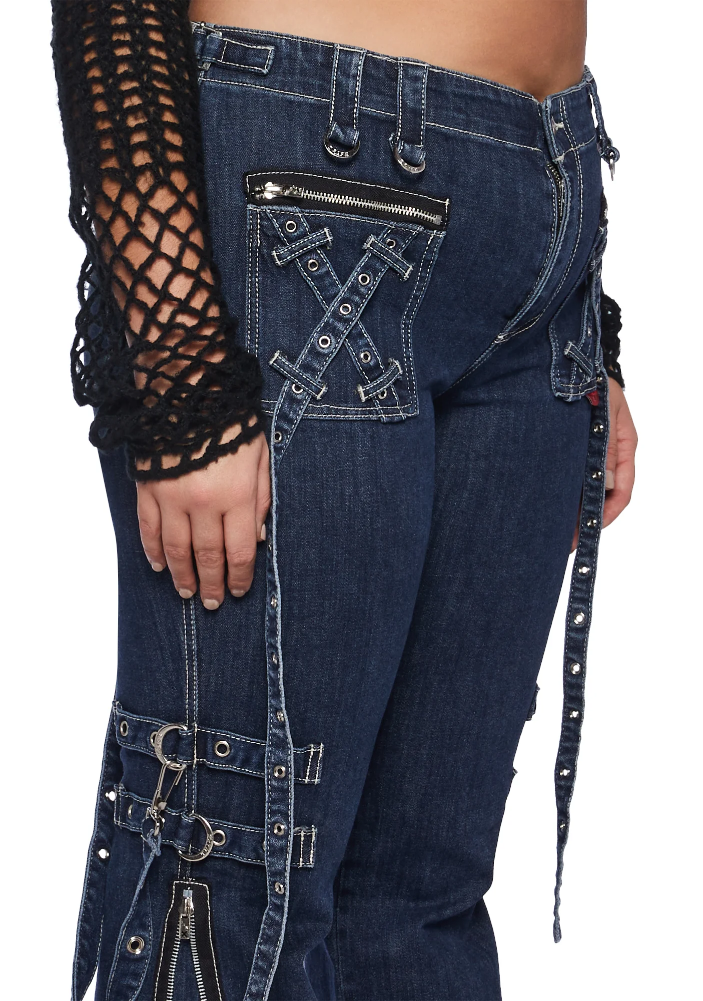 Plus X-Strap Pants - Blue Denim - Image 5