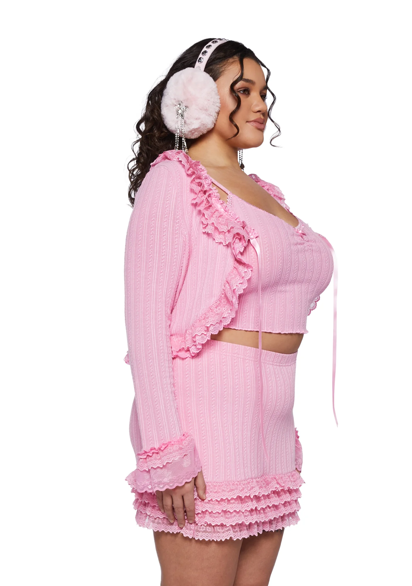 Plus Mistletoe Moves Cardigan Set - Pink - Image 6