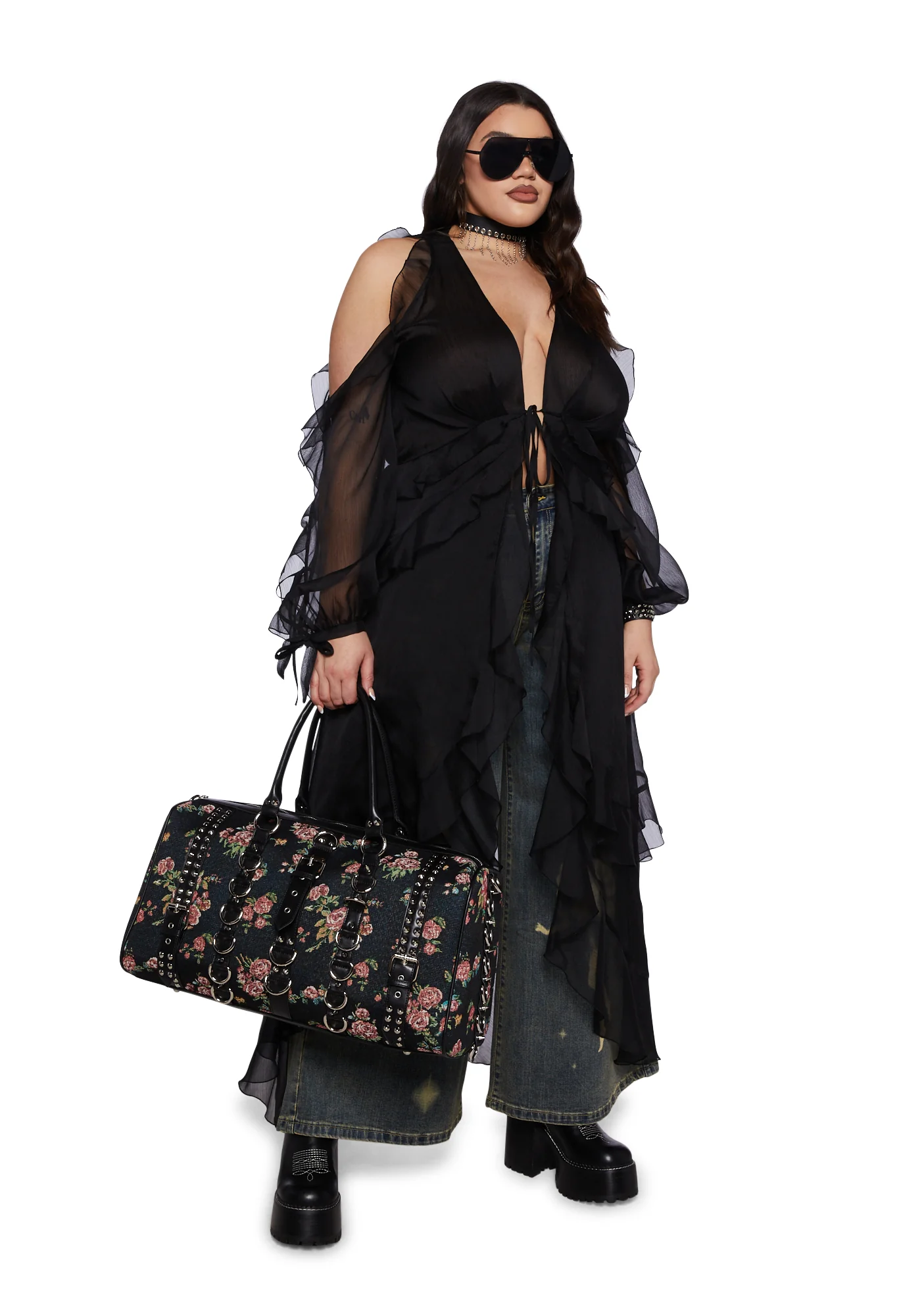 Plus You're The One Ruffle Duster- Black - Image 5