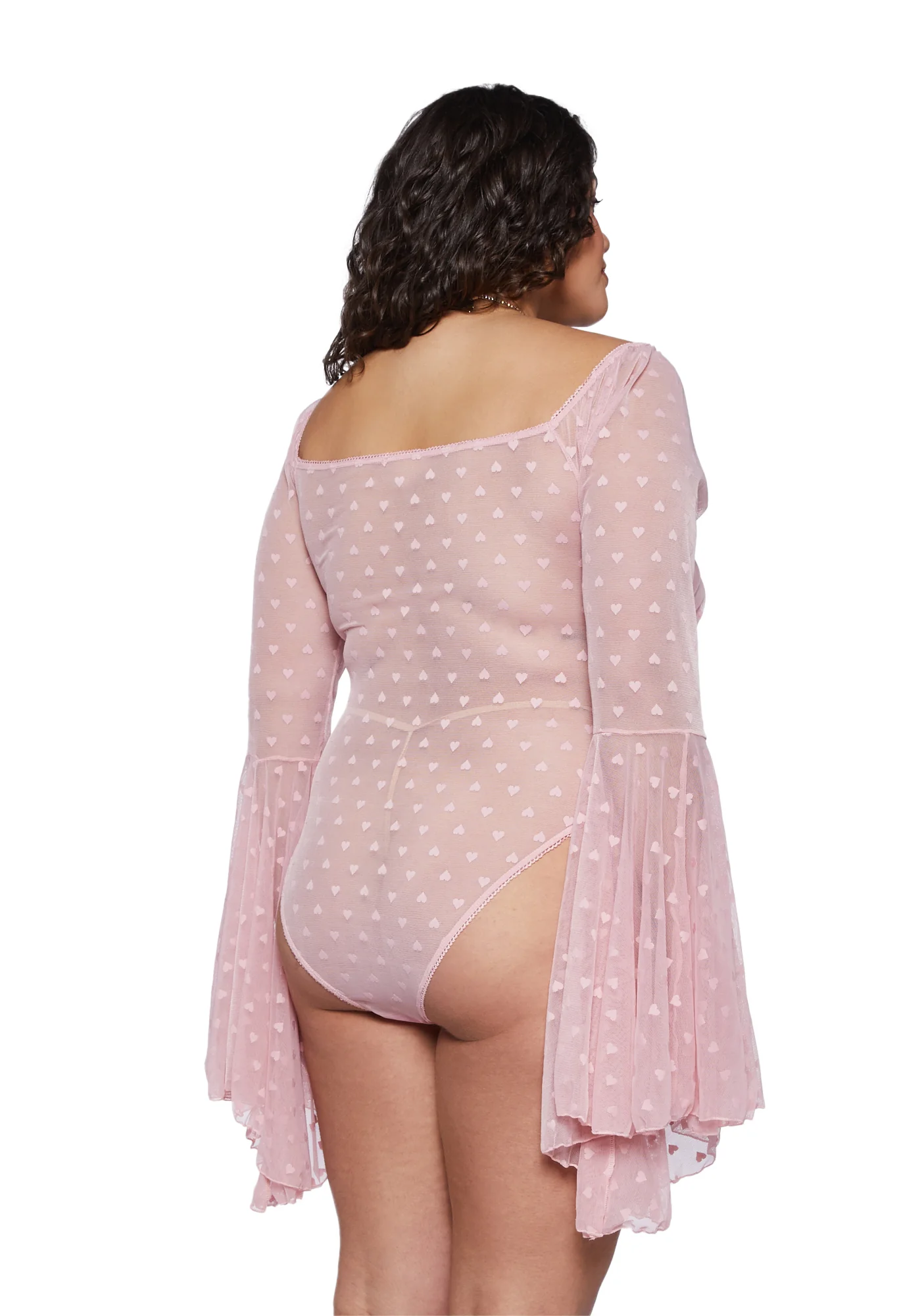 Plus Yours Truly Mesh Bodysuit - Pink - Image 4