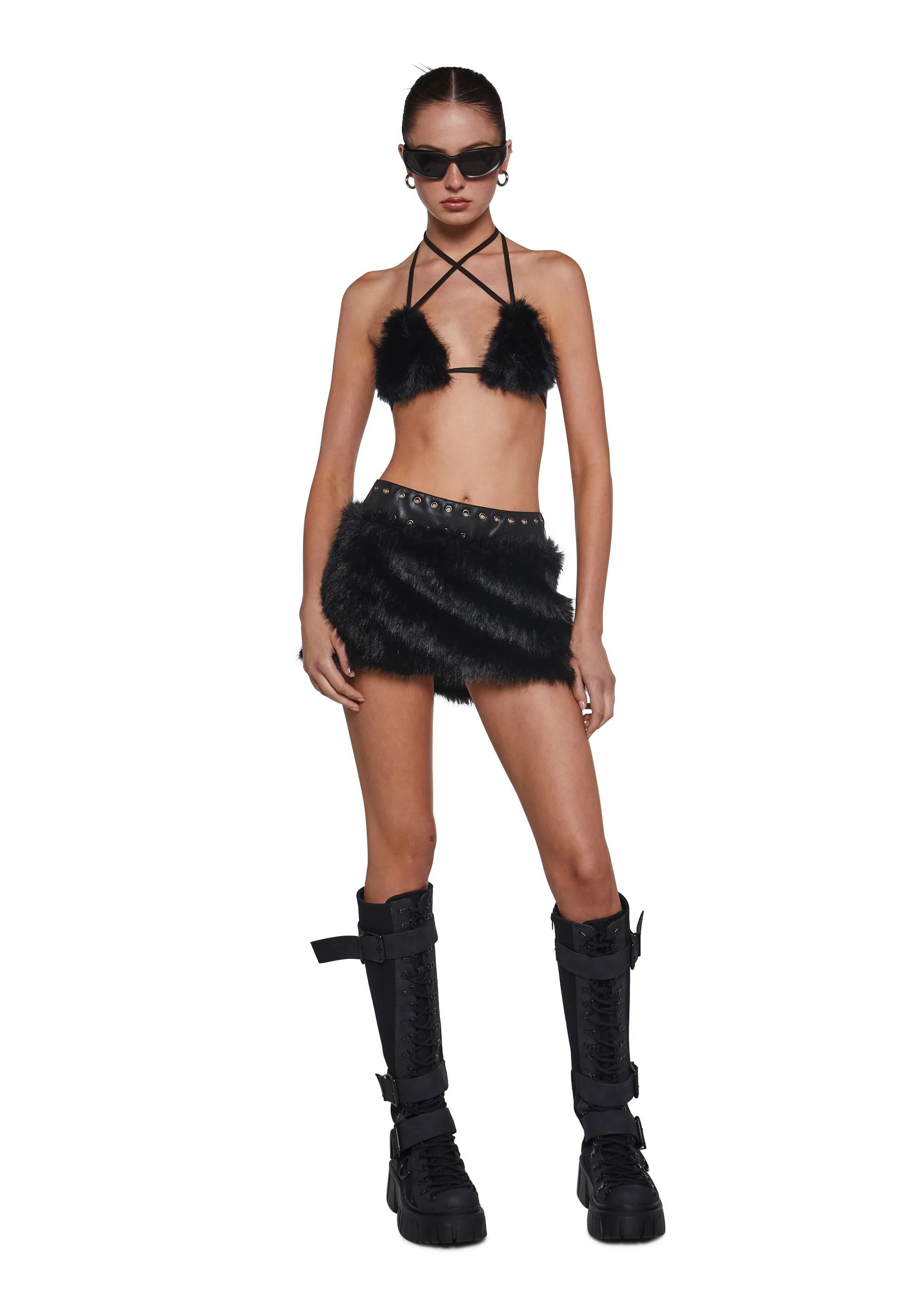 Rave Away Faux Fur Mini Skirt - Image 2