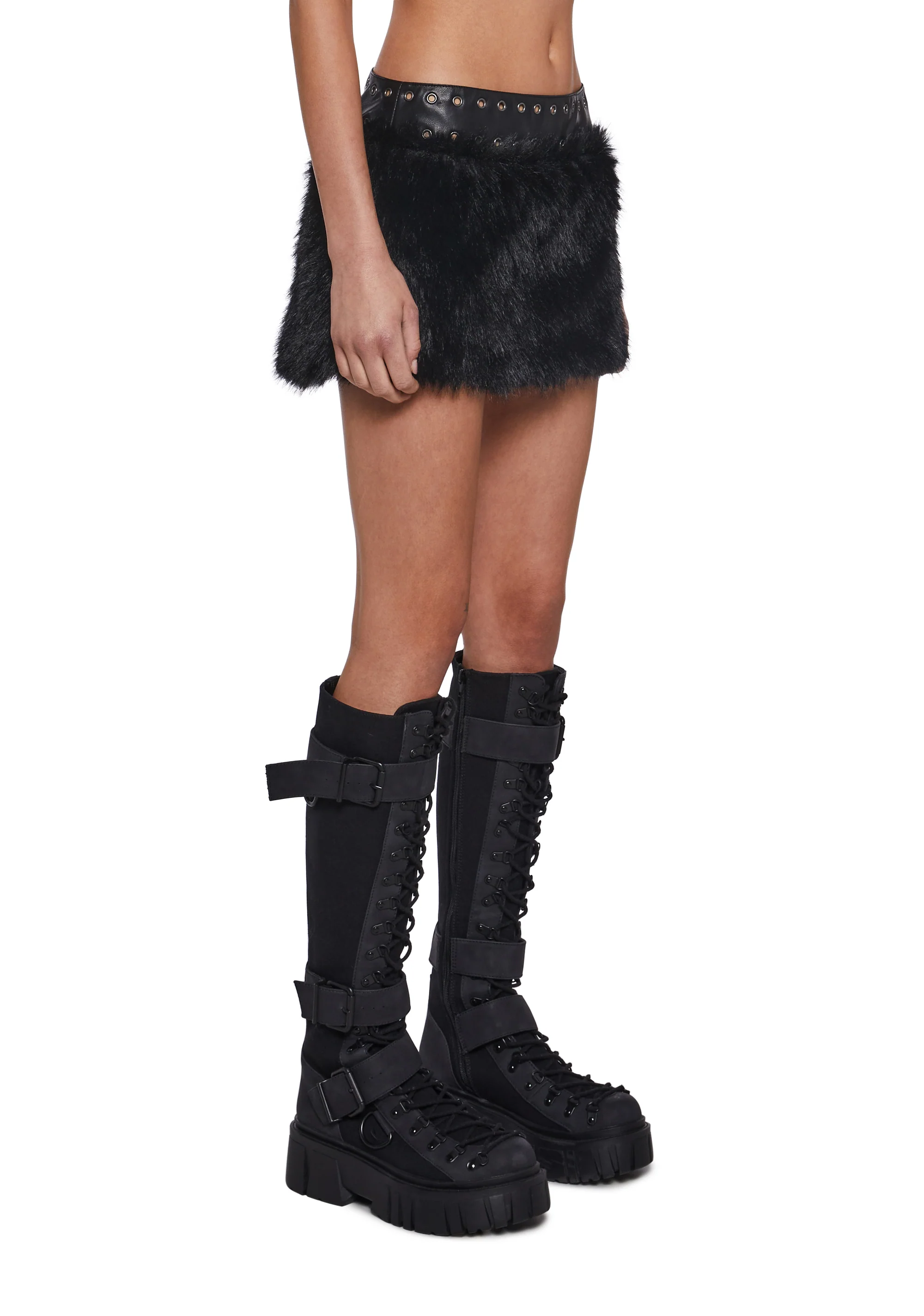Rave Away Faux Fur Mini Skirt - Image 3