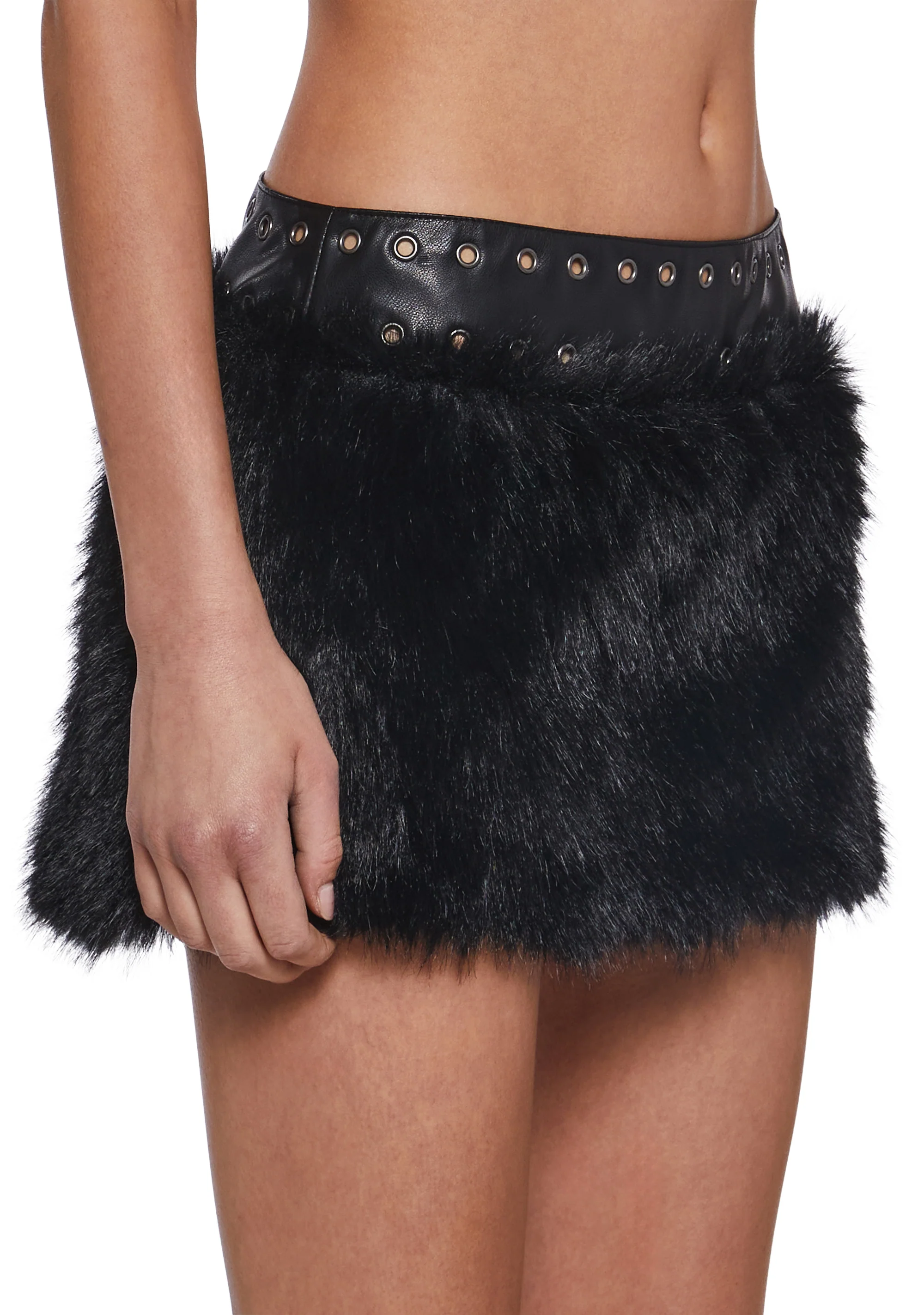 Rave Away Faux Fur Mini Skirt - Image 5