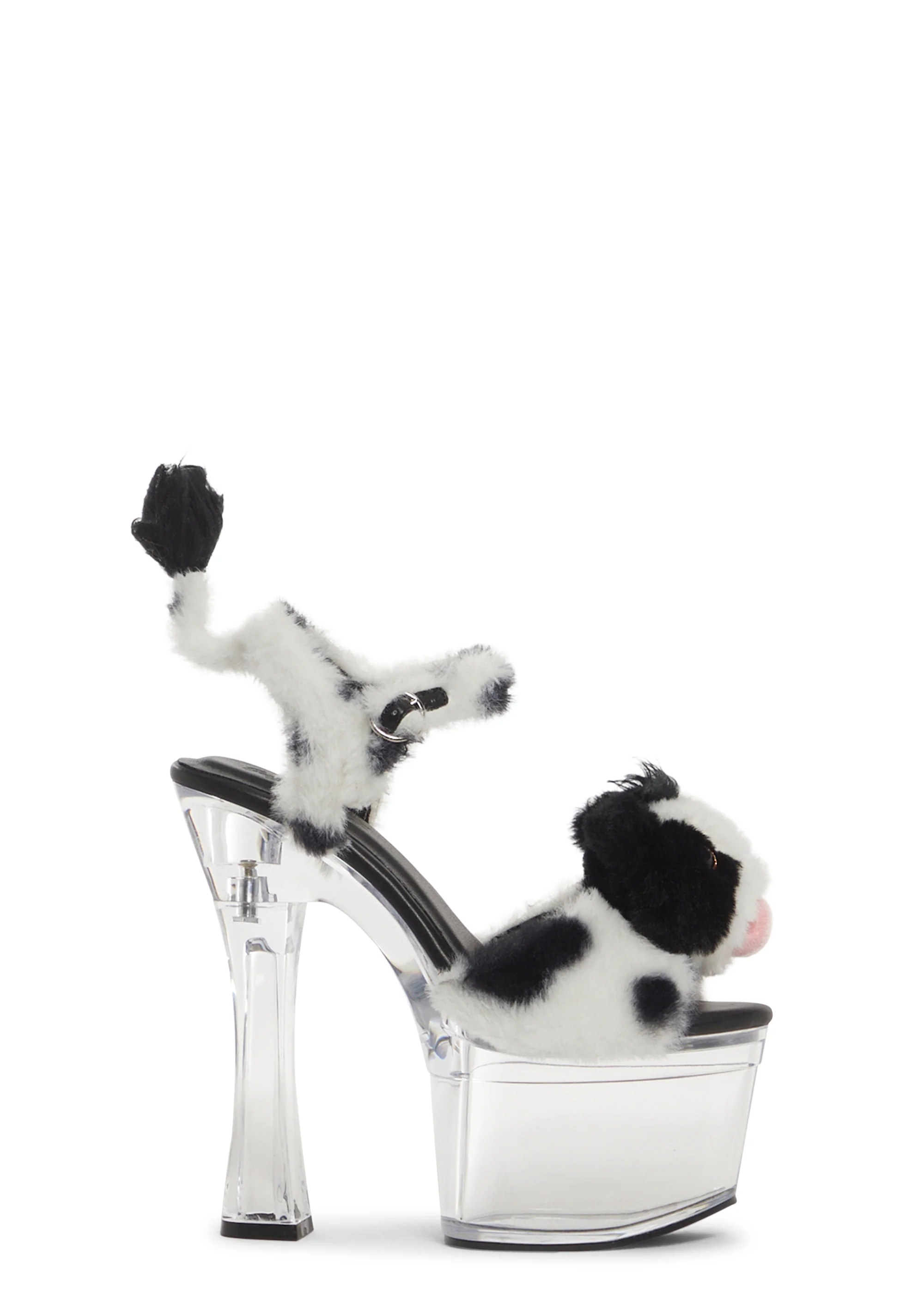 Plush Paws Platform Heels - Black/White - Image 3