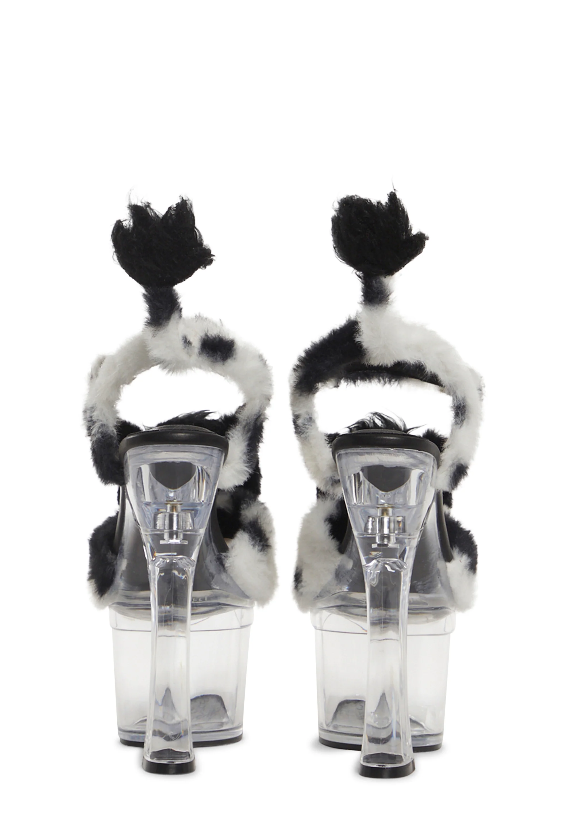Plush Paws Platform Heels - Black/White - Image 4