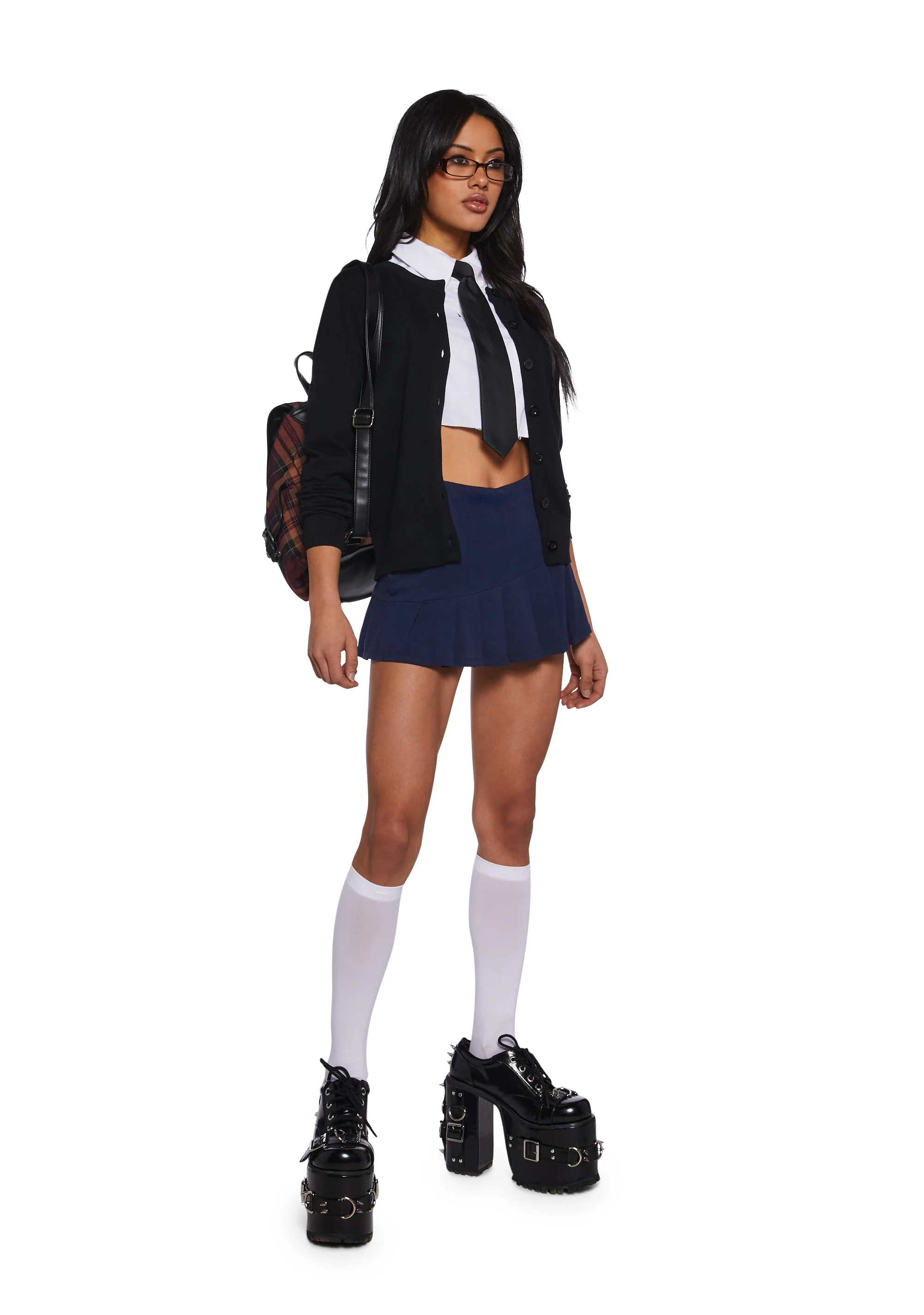 Poetic Scene Pleated Skort - Dark Blue - Image 2