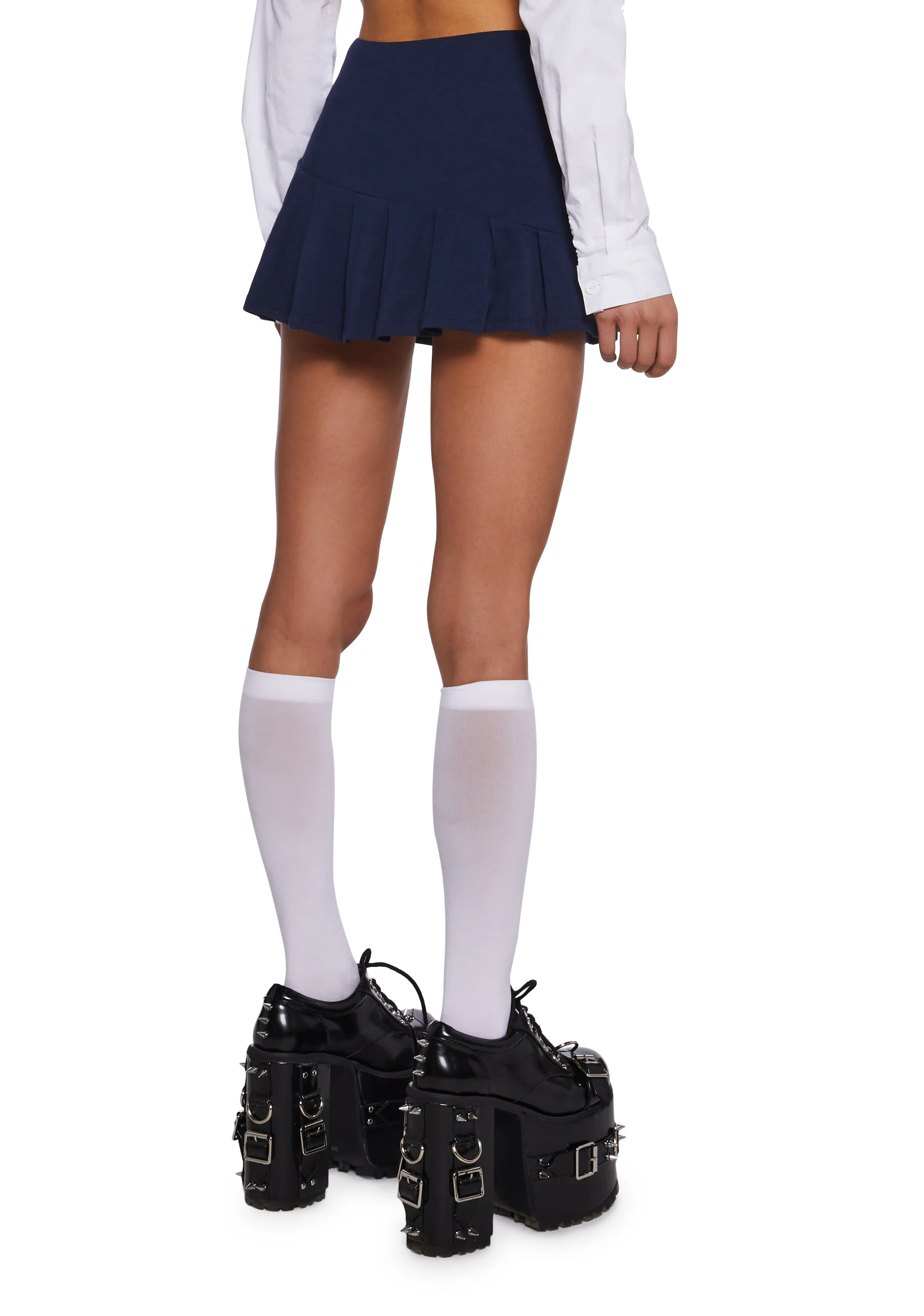 Poetic Scene Pleated Skort - Dark Blue - Image 4