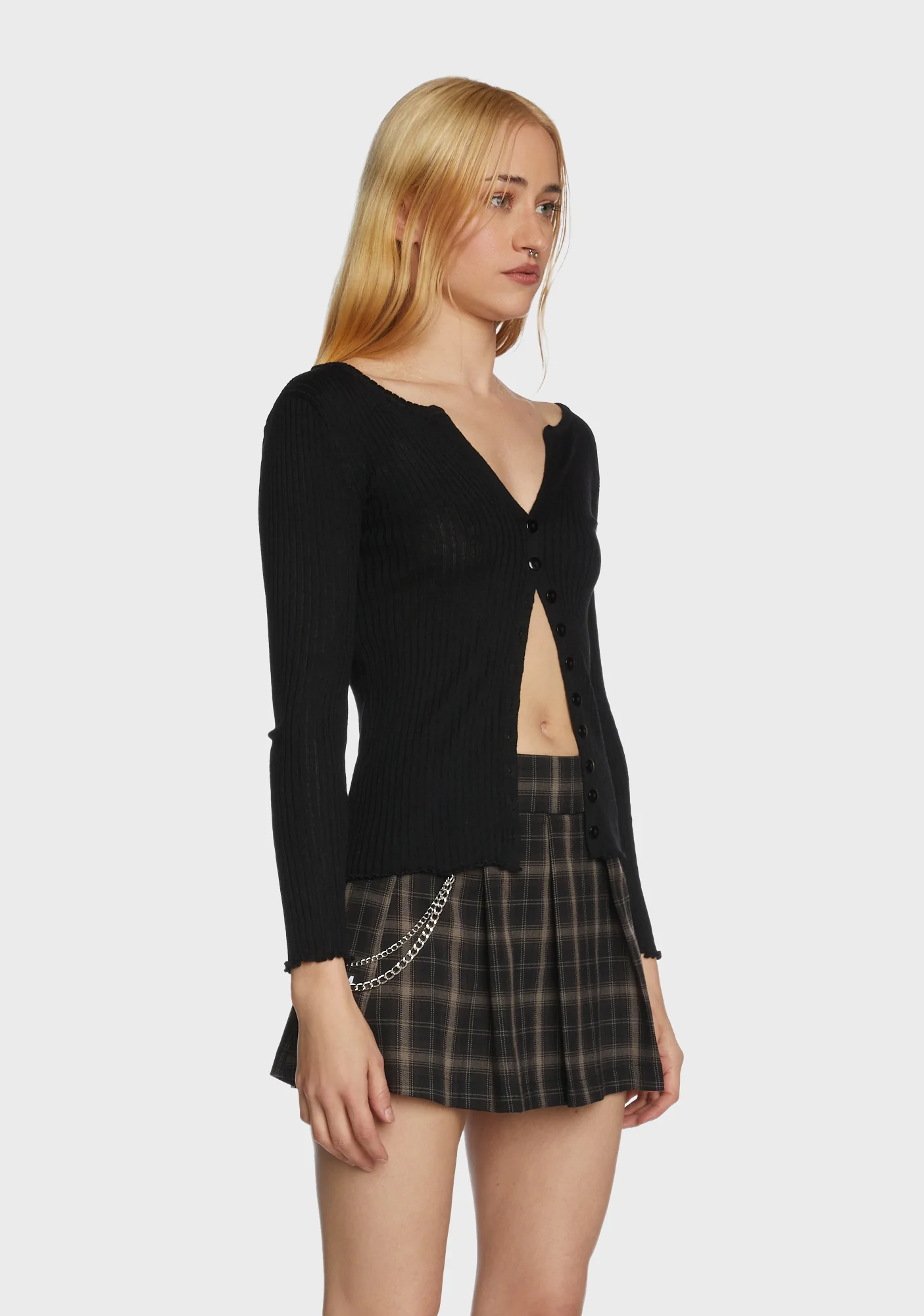 Poised For Success Ribbed Cardigan - Black - Image 4