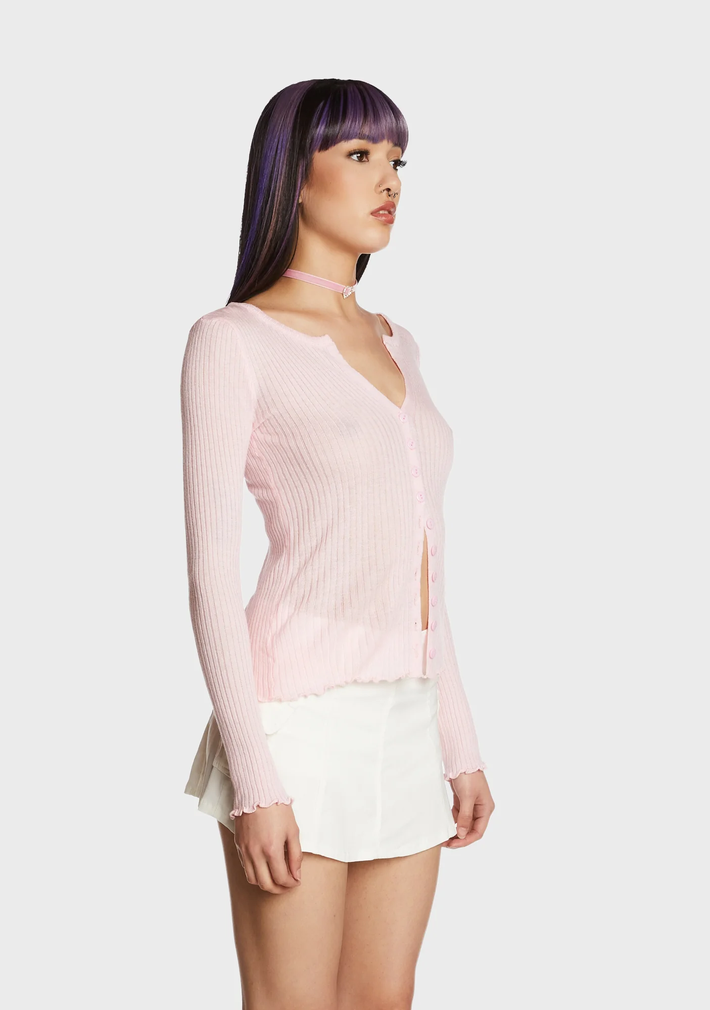 Poised For Success Ribbed Cardigan - Pink - Image 4