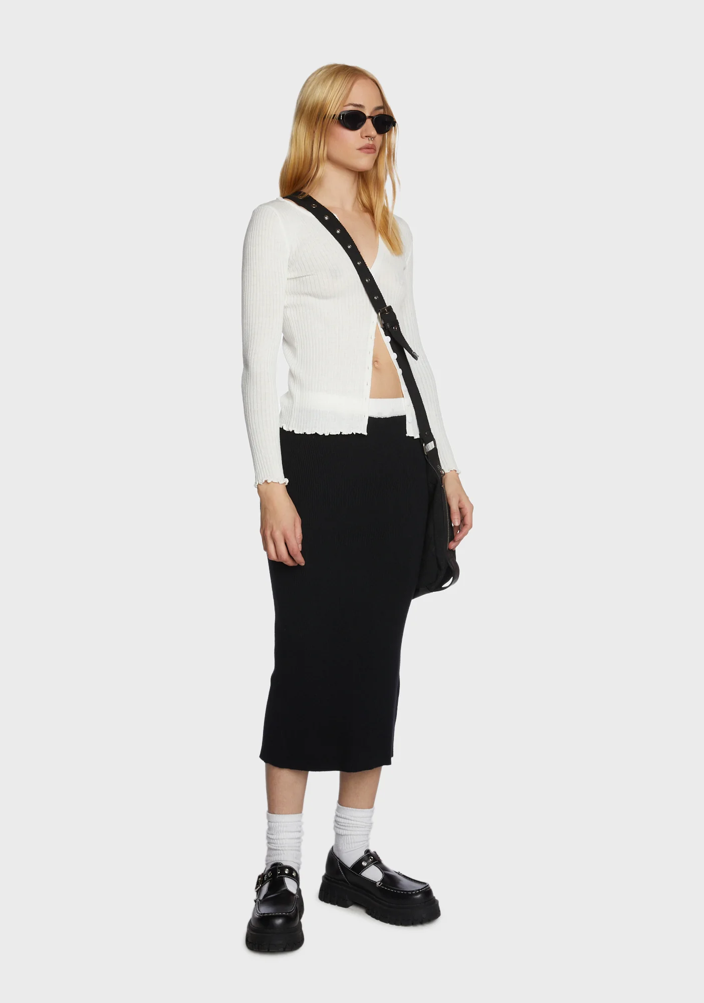 Poised For Success Ribbed Cardigan - White - Image 3