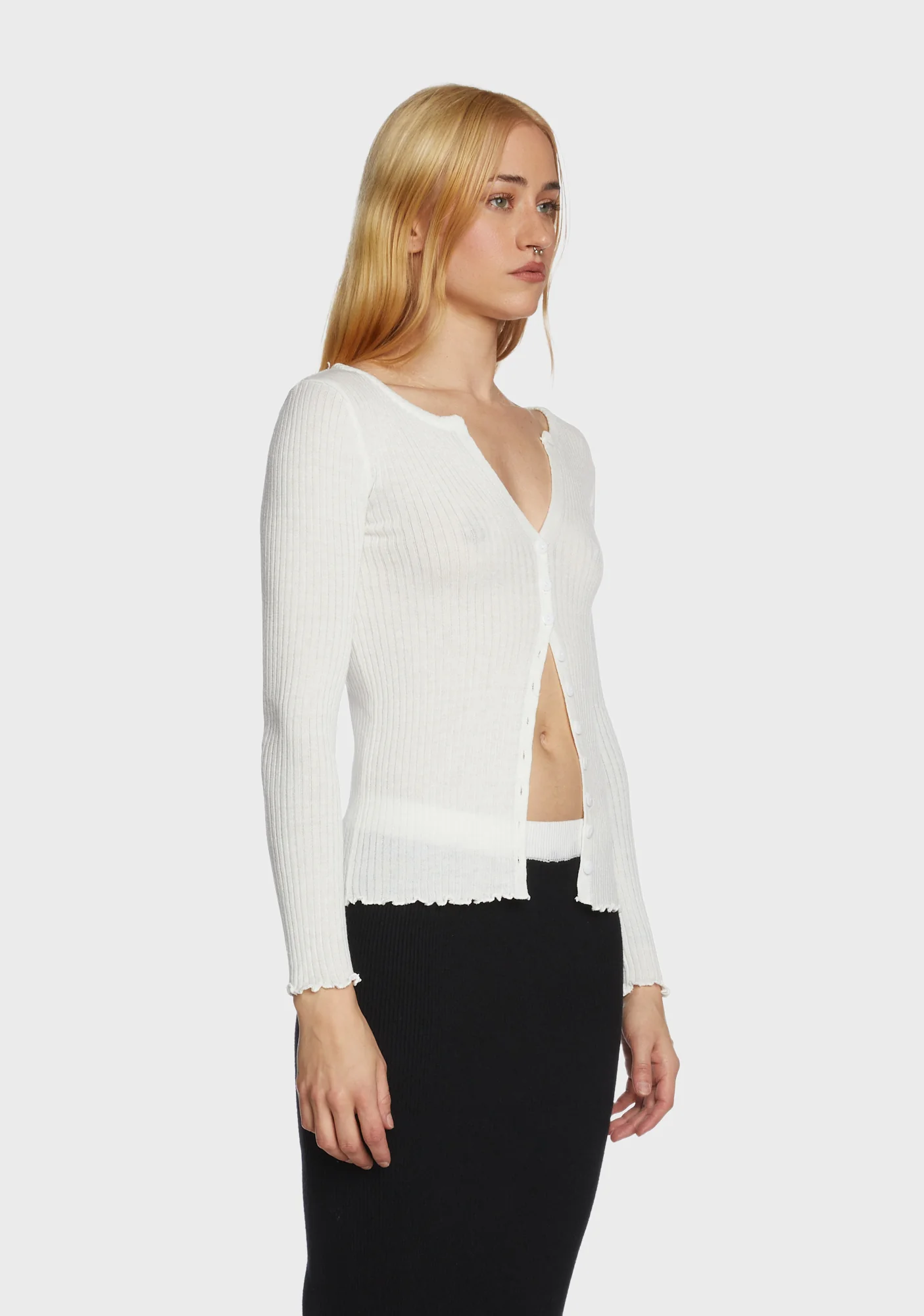 Poised For Success Ribbed Cardigan - White - Image 4