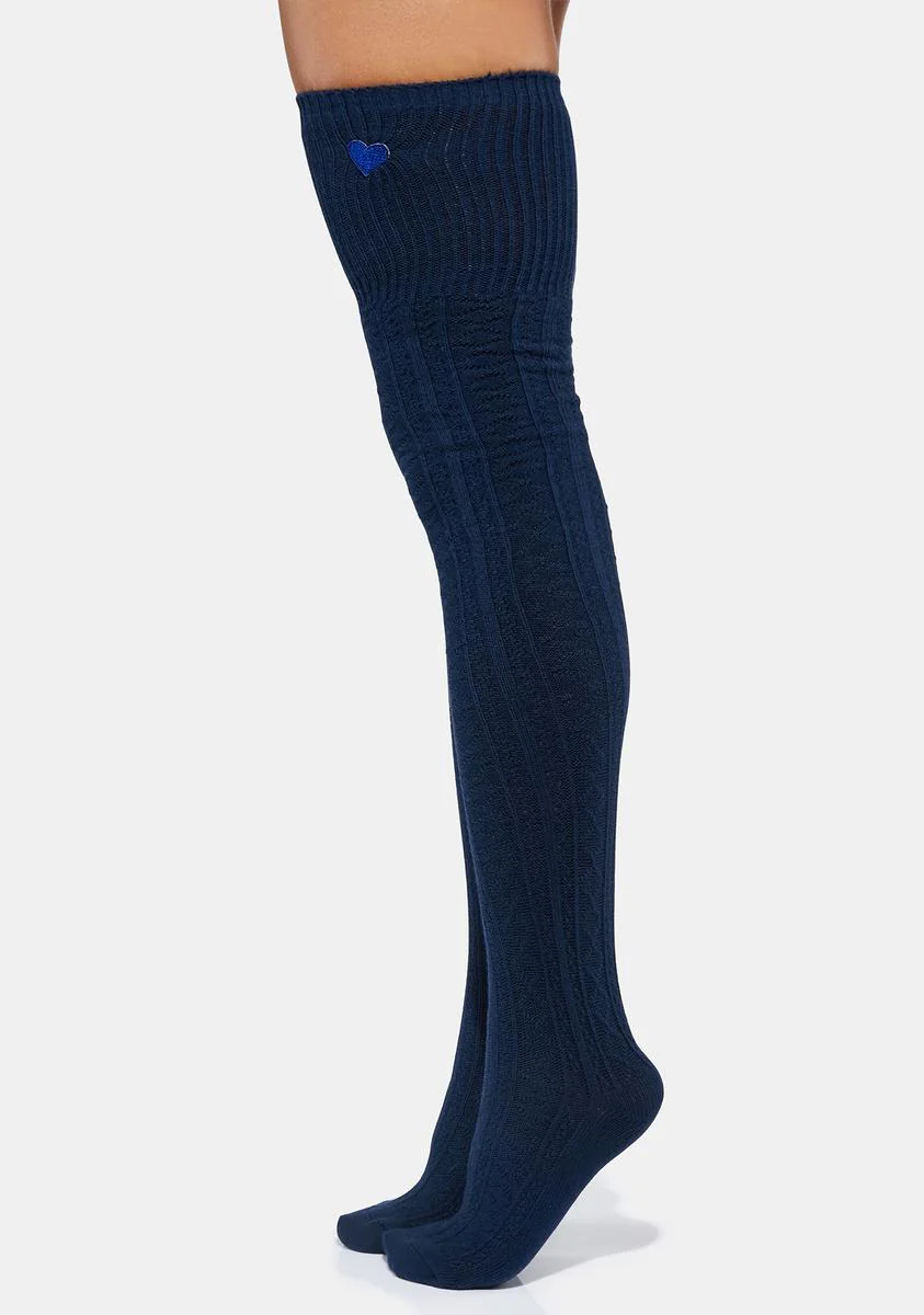 Polar Cozy Heart Knit Thigh High Socks - Image 2