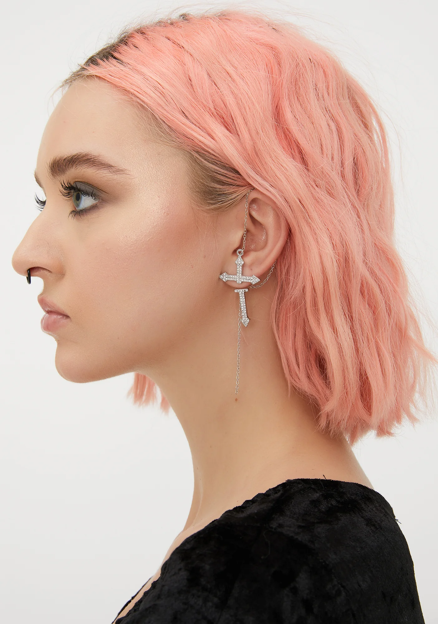 Polished Faith Cross Earring - Image 3