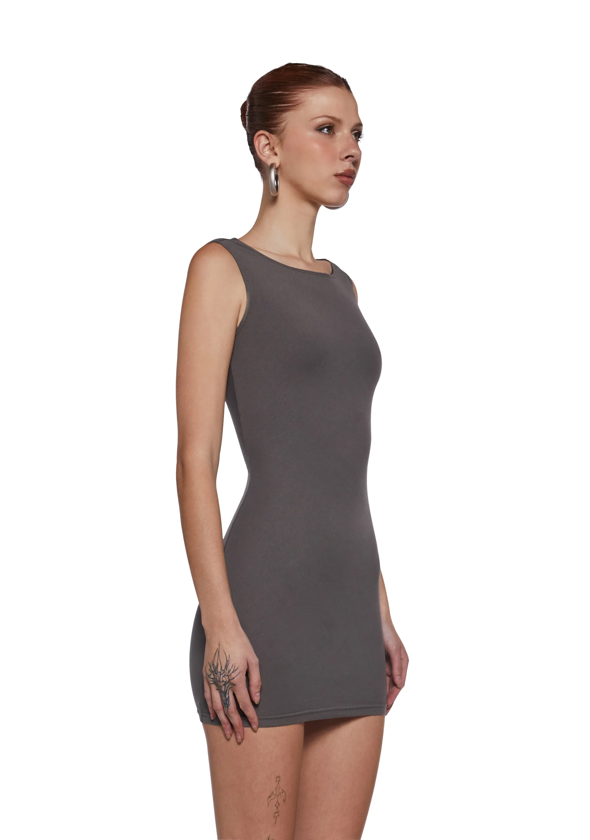 Chic Angles Mini Dress - Gray - Image 3