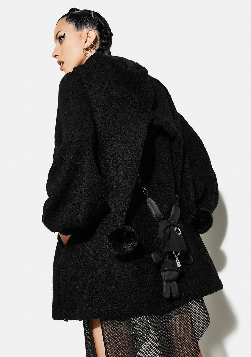 Pom Pom Hooded Zip-Up Teddy Coat - Image 4