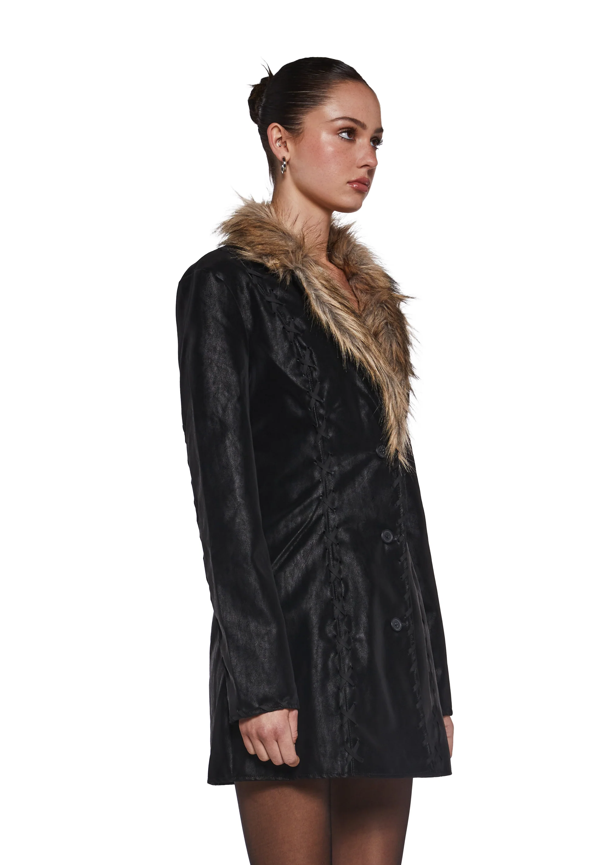 Pose Away Vegan Leather Coat - Image 3