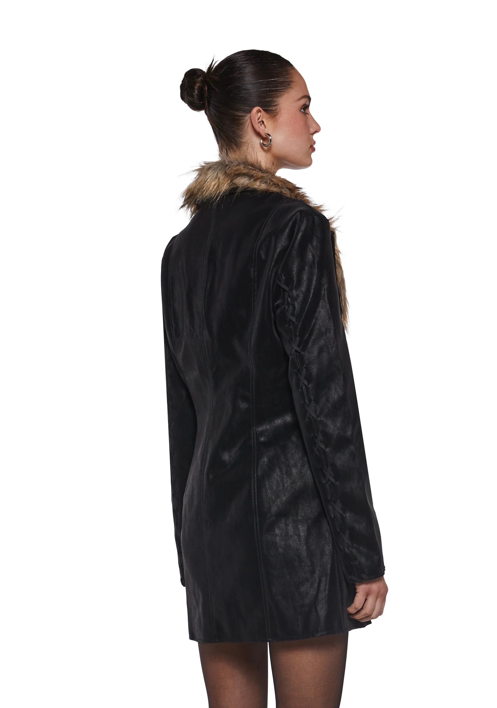 Pose Away Vegan Leather Coat - Image 4