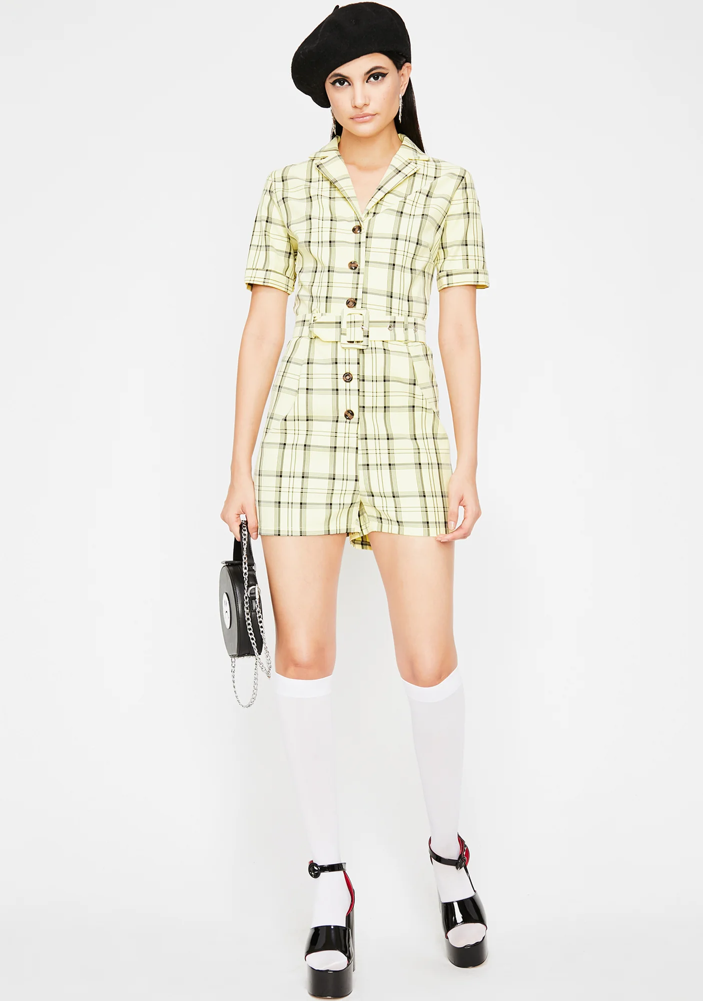 Posh Livin' Plaid Romper - Image 3