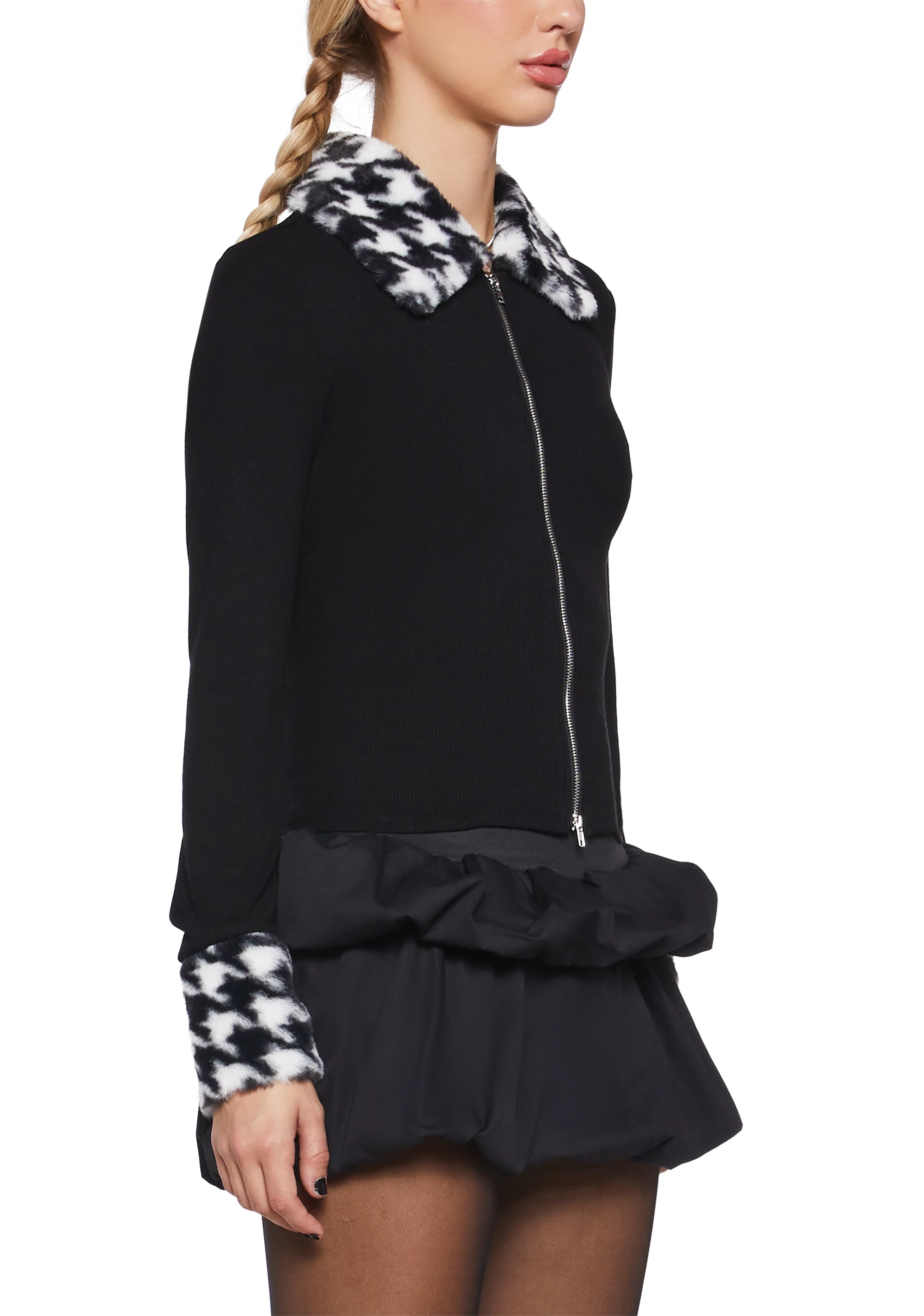Posh Poise Zip-Up Cardigan - Black - Image 5