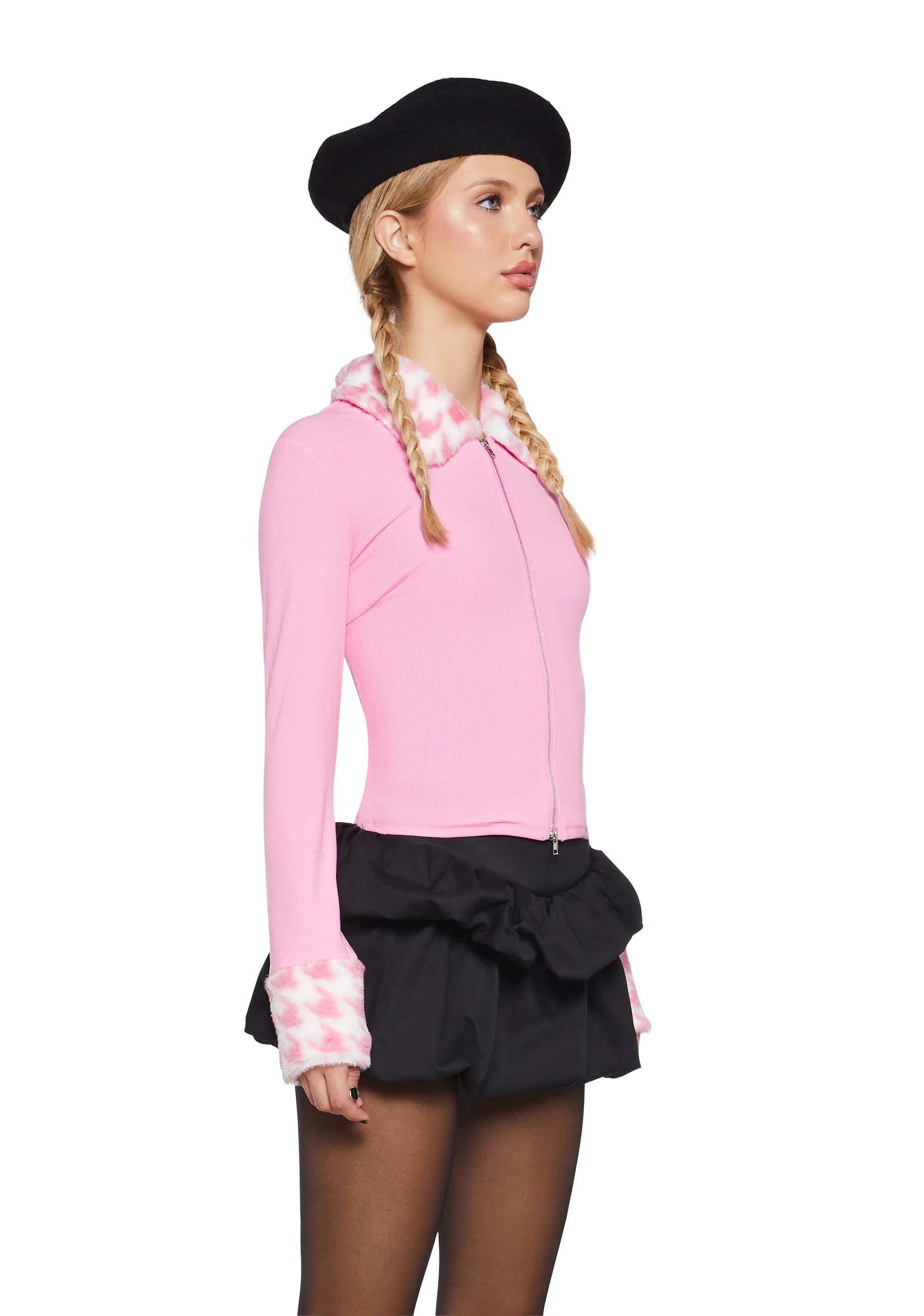 Posh Poise Zip-Up Cardigan - Pink - Image 3