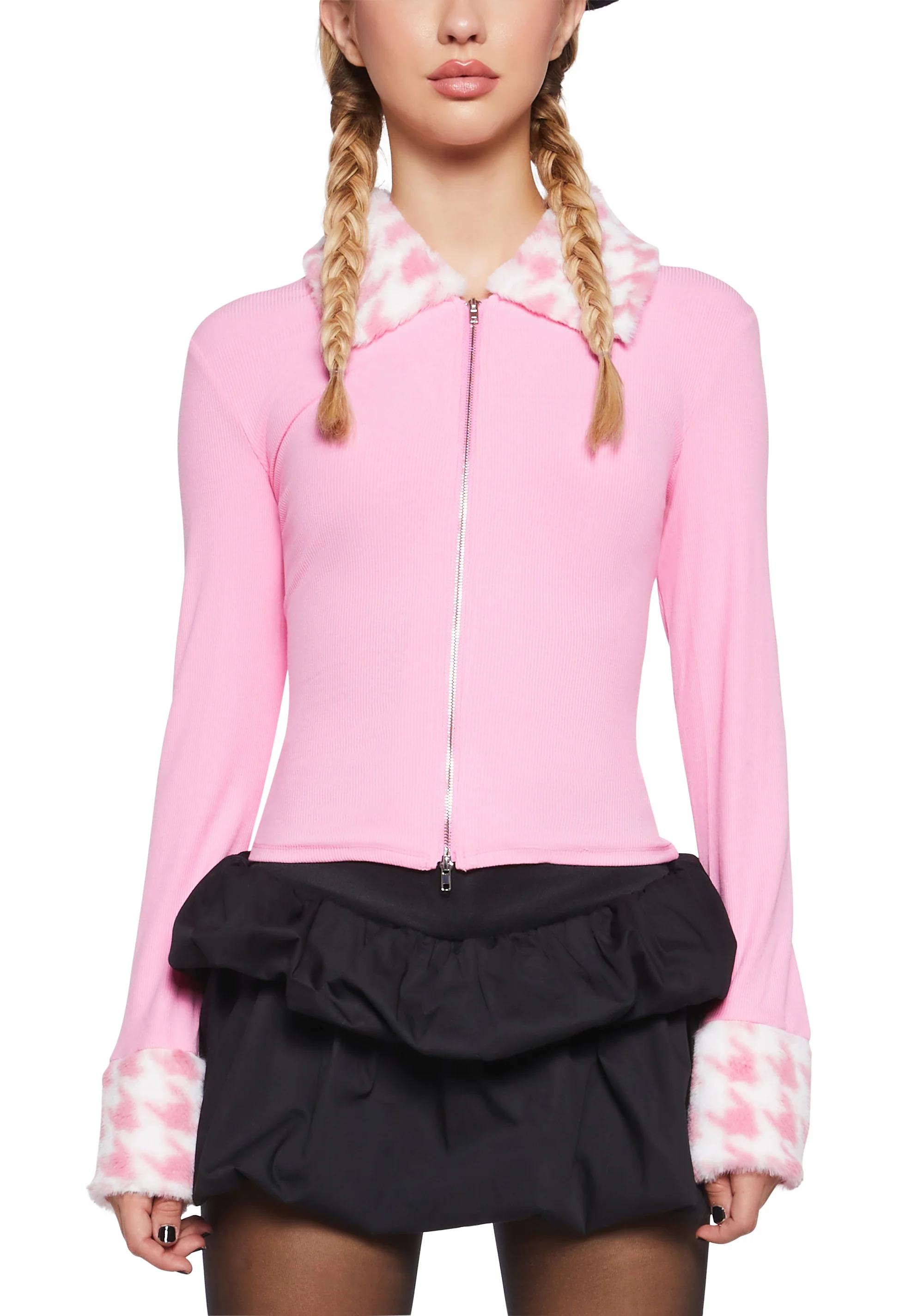 Posh Poise Zip-Up Cardigan - Pink - Image 5