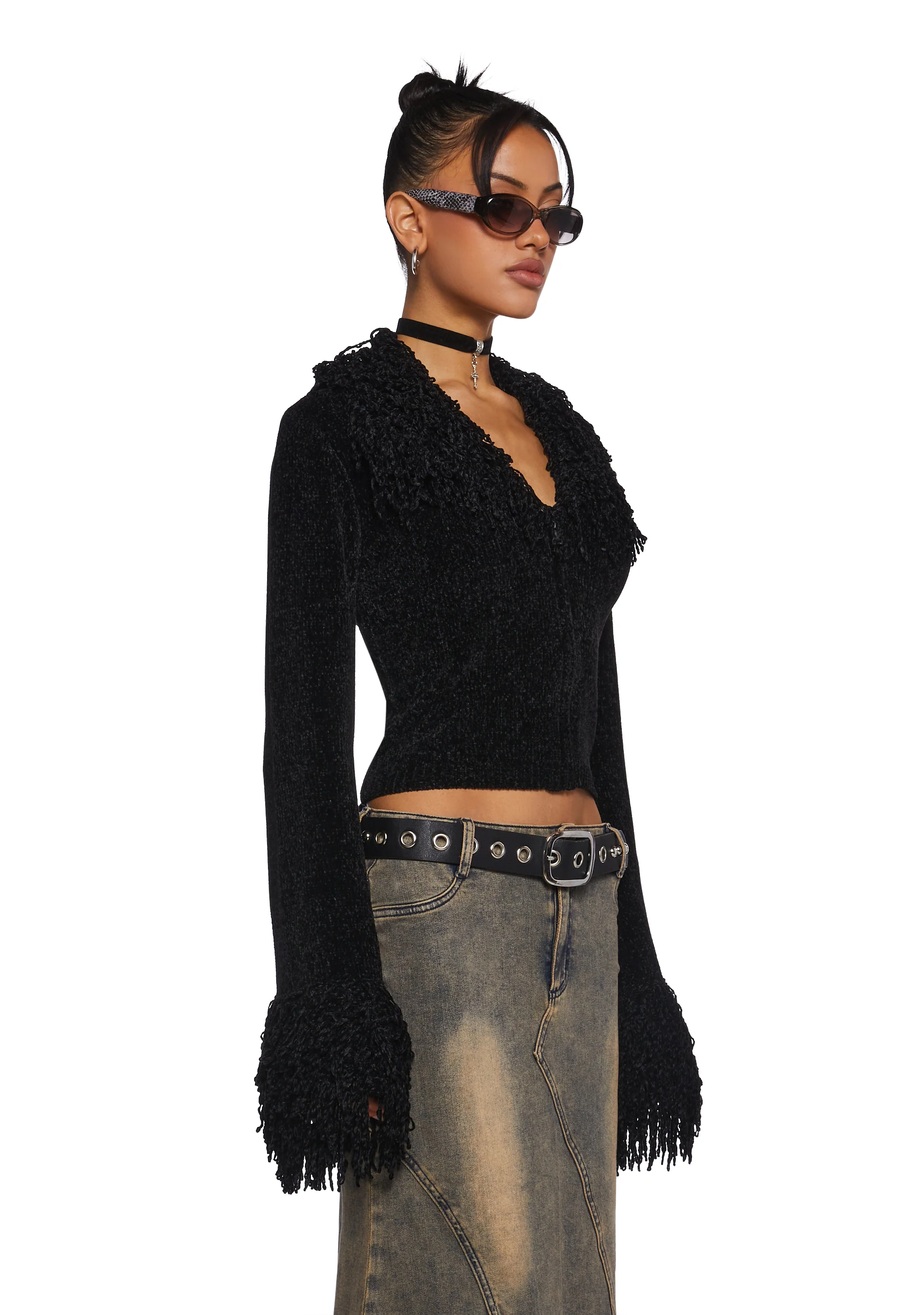 Positive Vibes Only Chenille Sweater Top - Image 3
